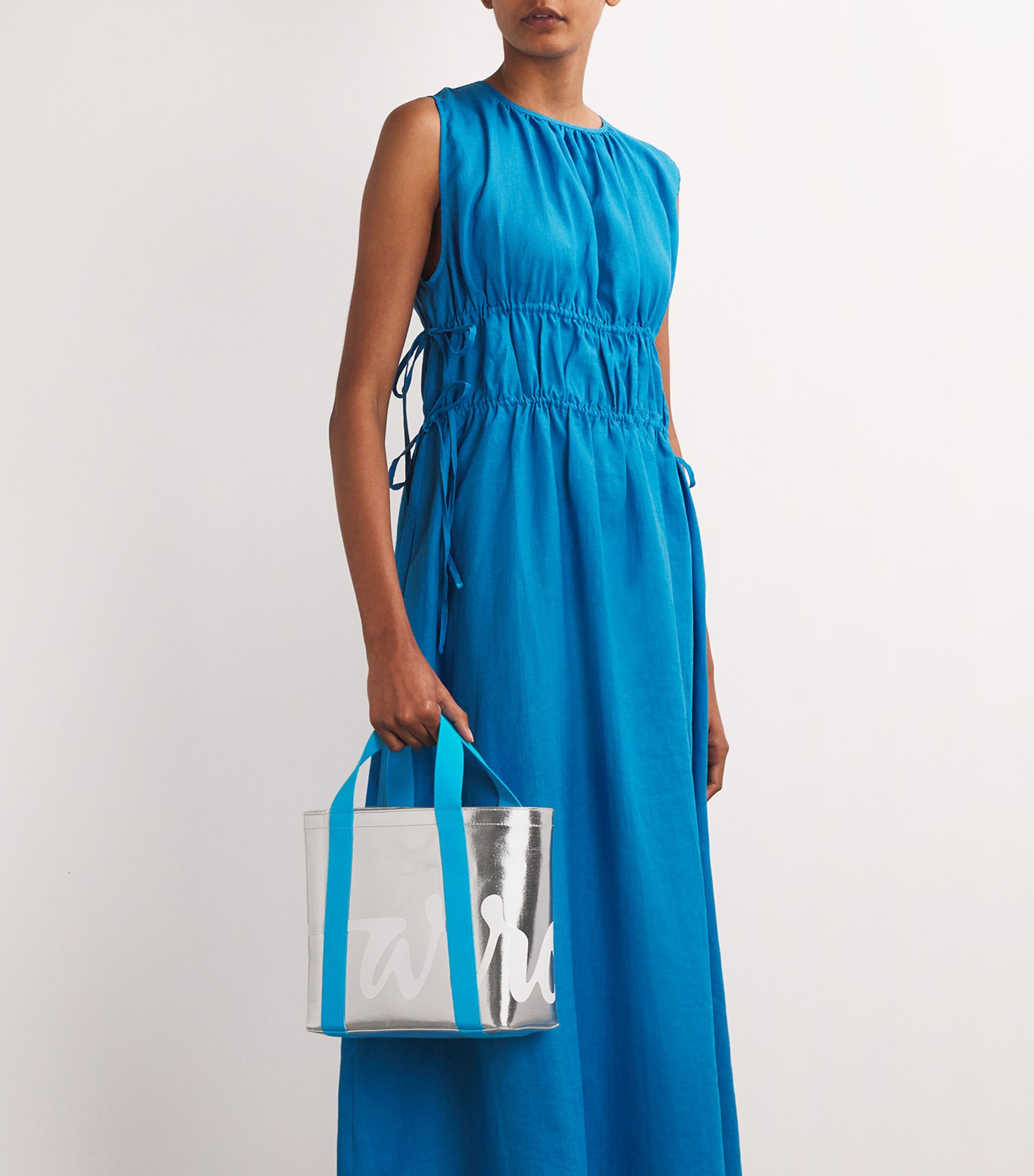 Harrods Mini Cotton Logo Tote Bag Silver Image 2