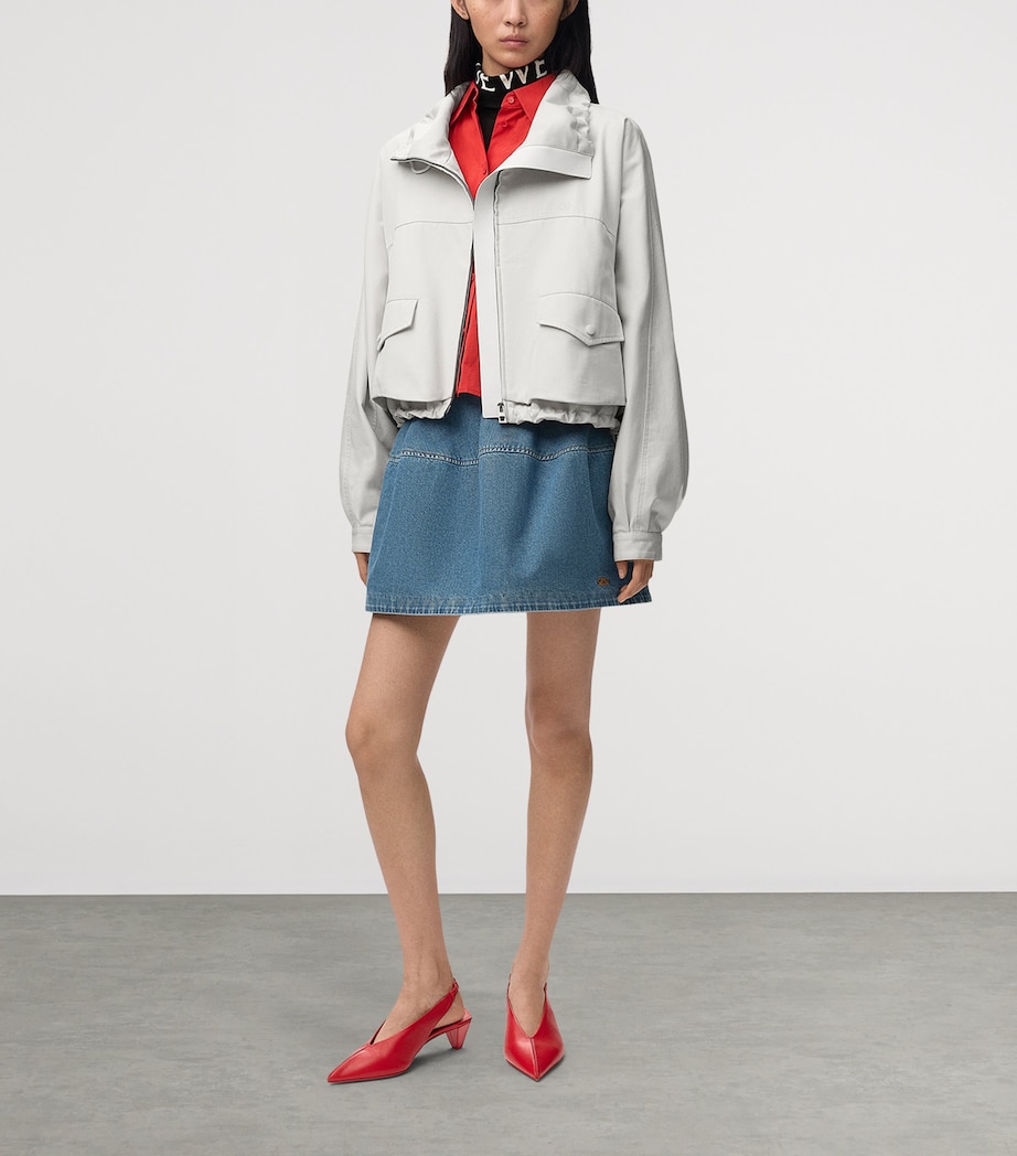 LOEWE Womens Cotton-Silk Bomber Jacket Ivory Image 2