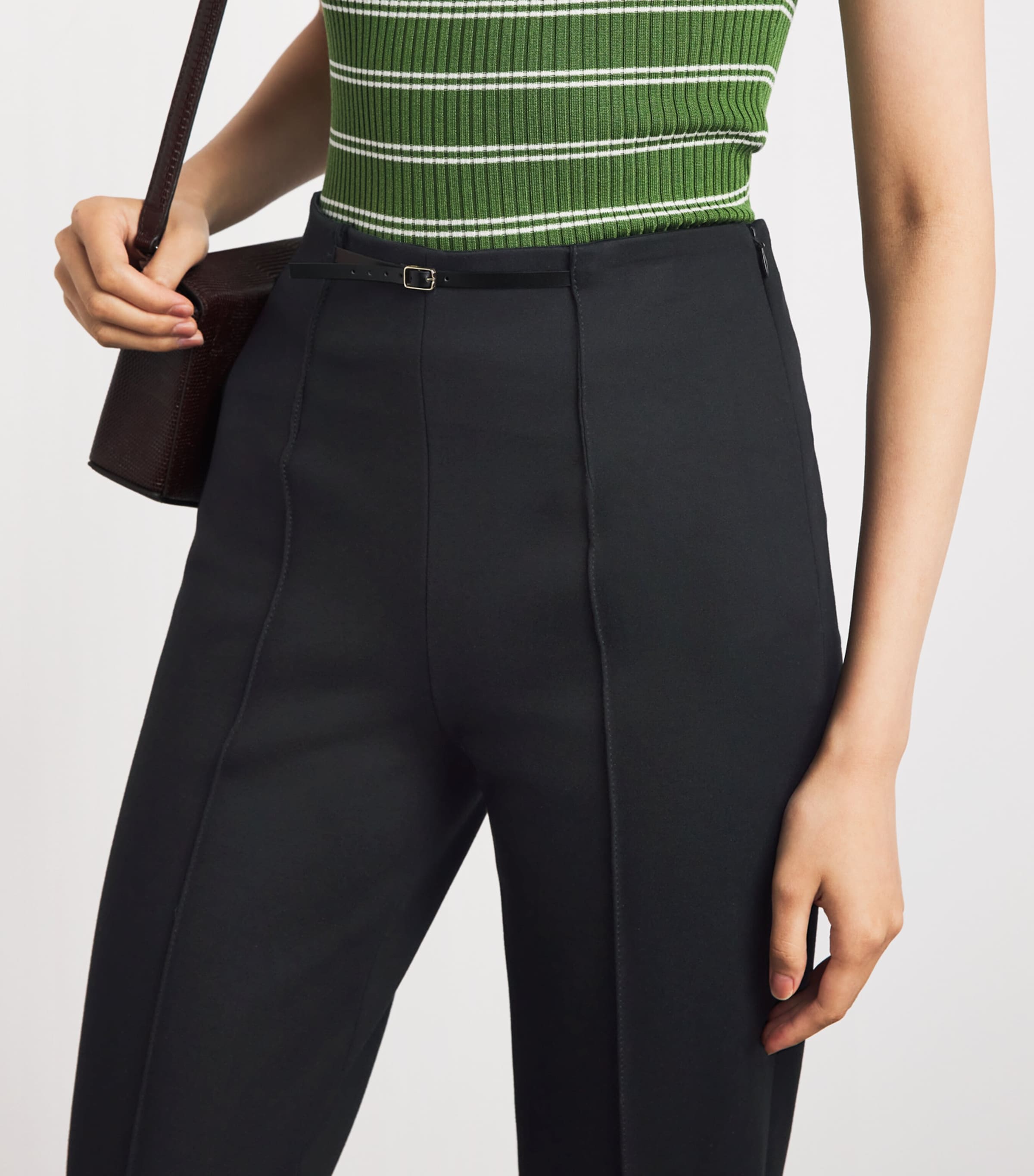 Sandro Paris Womens Belted Tapered Trousers Black Image 3