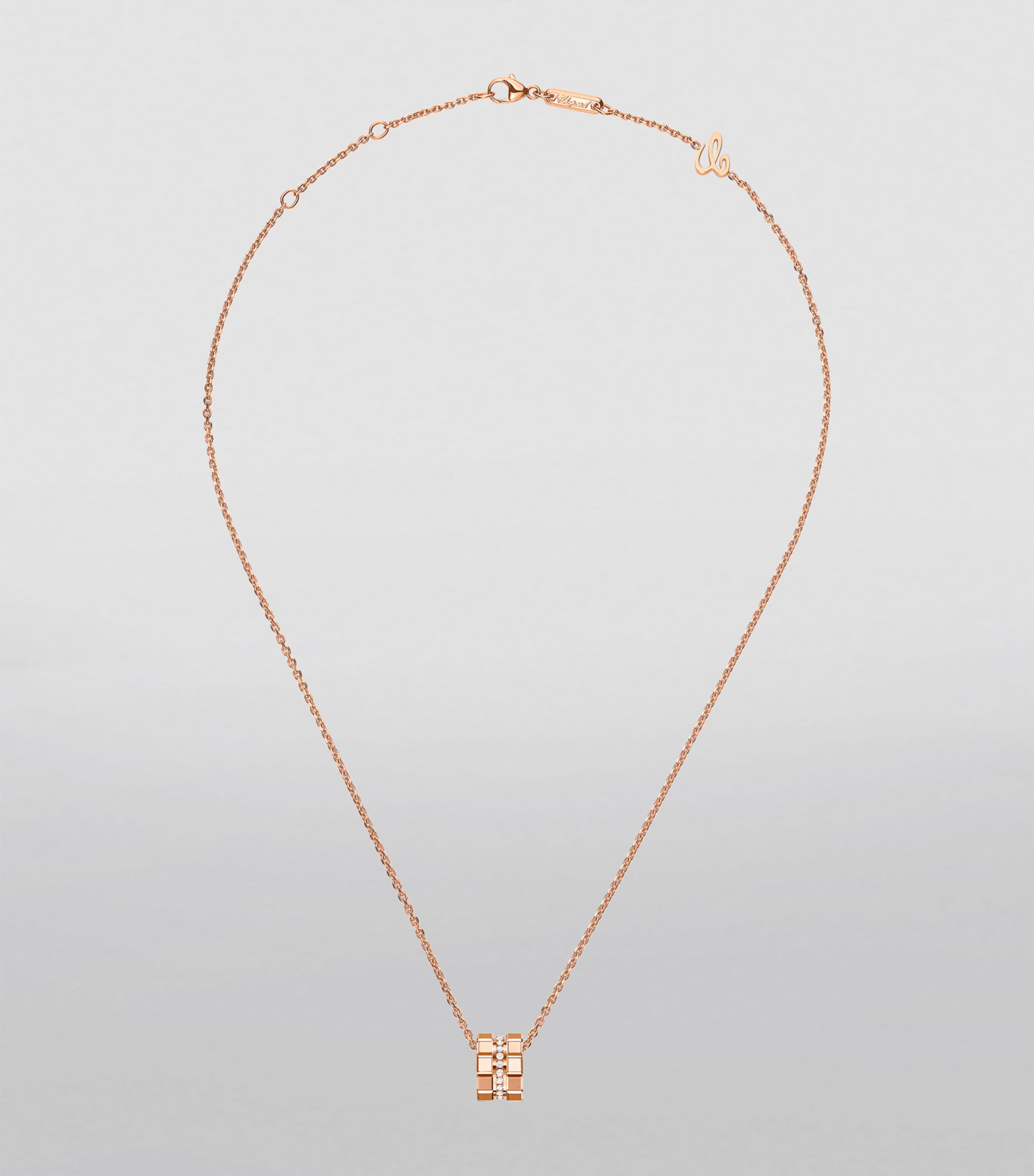 Rose Gold and Diamond Ice Cube Necklace 18K ROSE GOLD Image 2