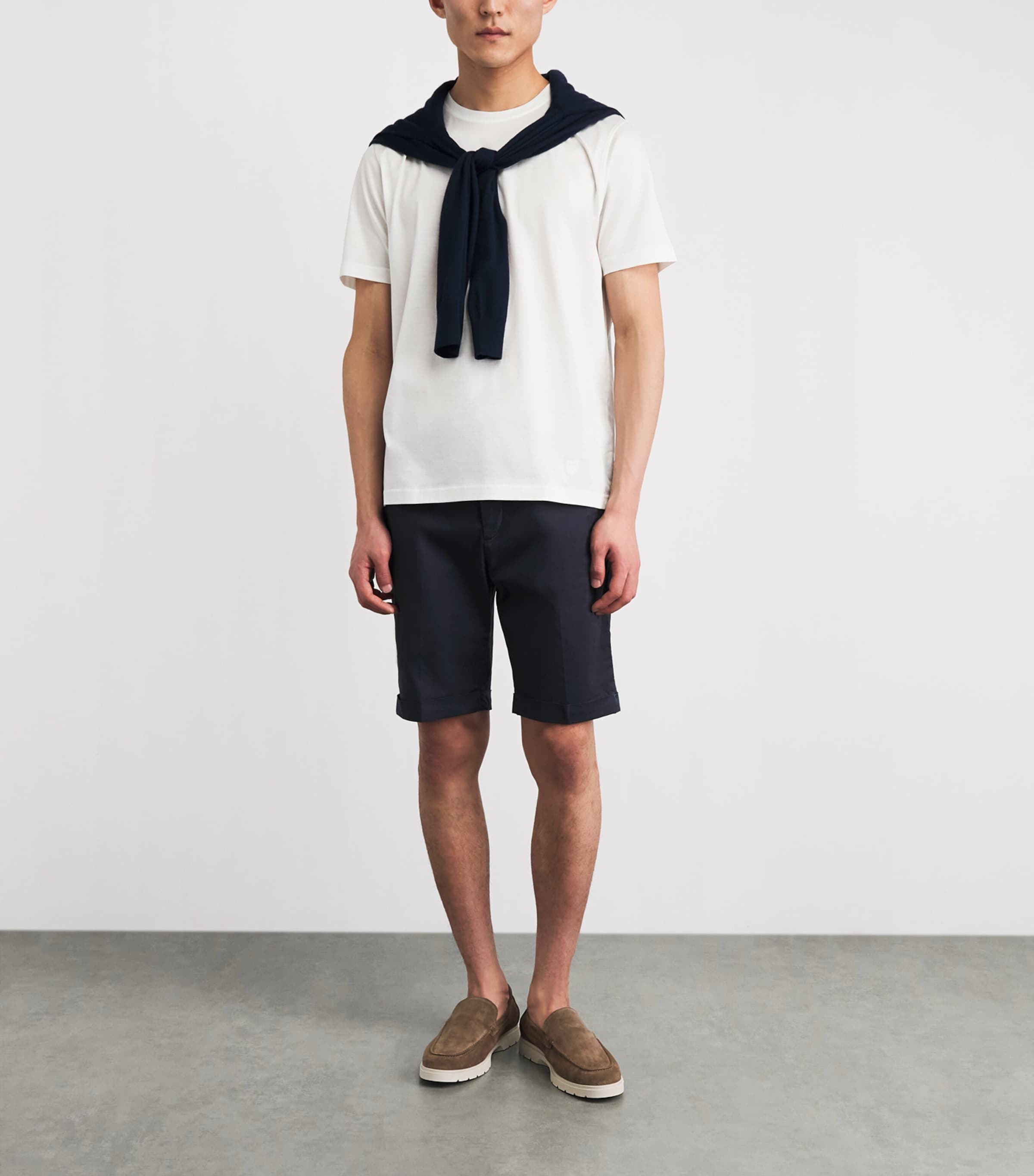 Corneliani Mens Cotton Crew-Neck T-Shirt Optical White Image 2