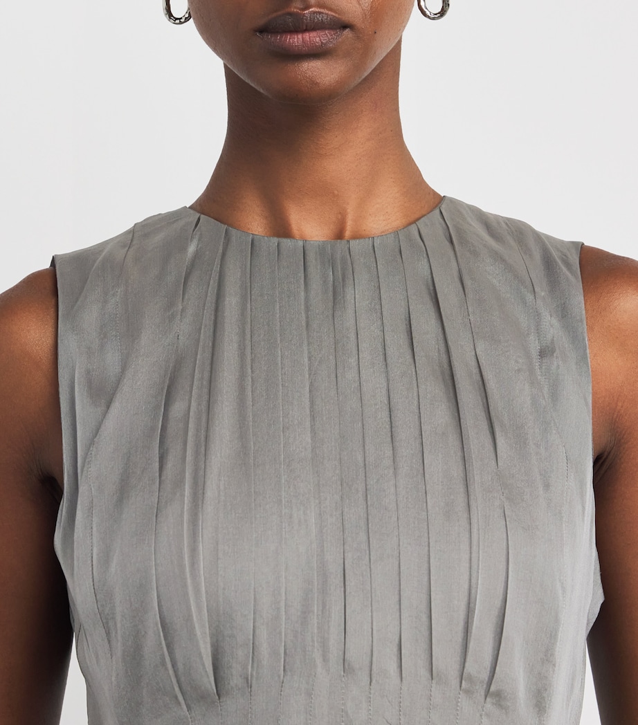 Silk-Blend Organza Midi Dress DARK GREY Image 6