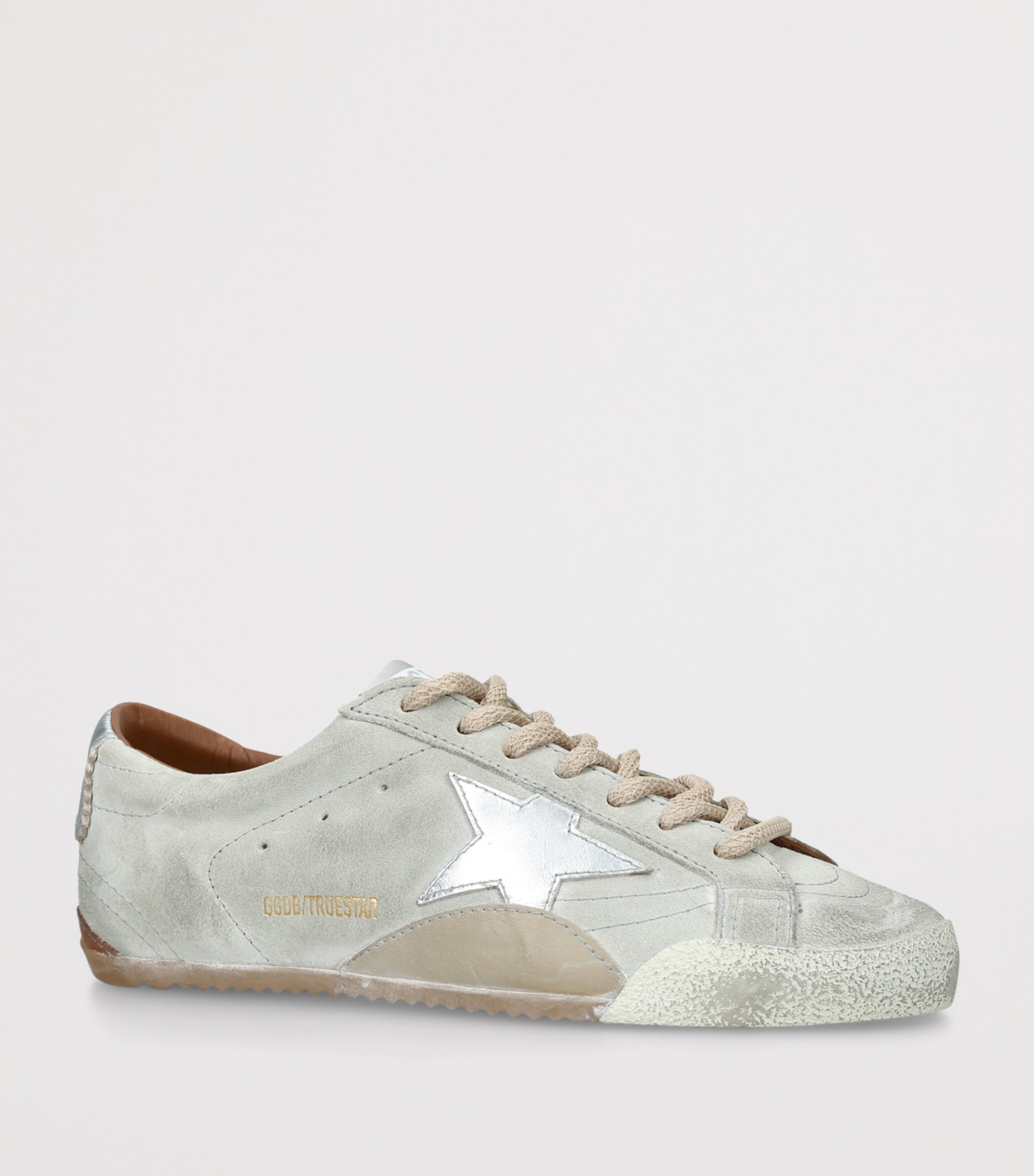 Golden Goose Suede-Leather True Star Sneakers Bone/comb Image 3