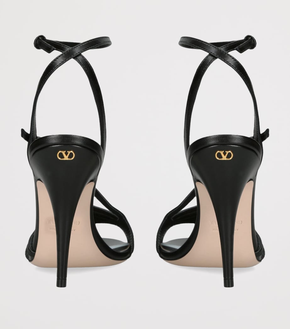 Leather Nodine Heeled Sandals 100 BLACK Image 2