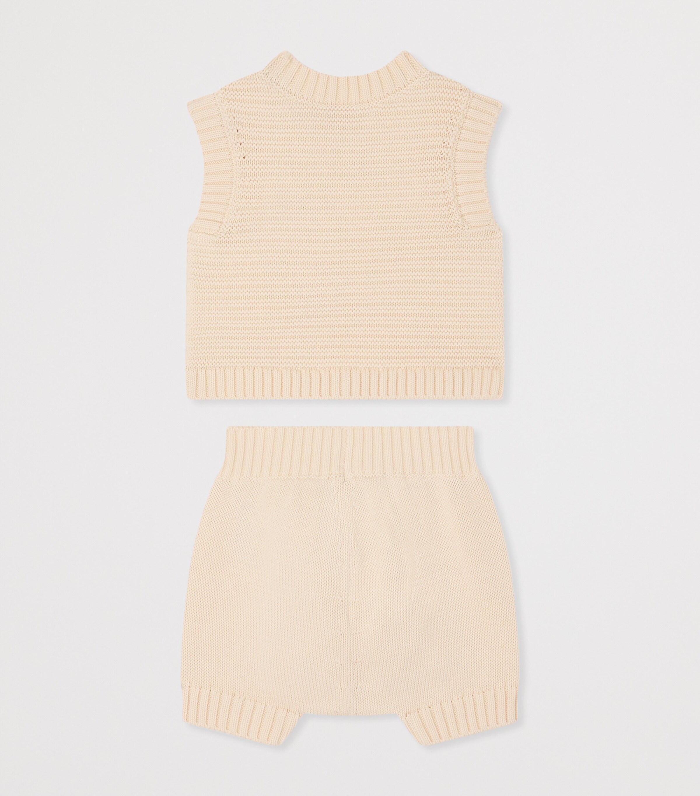 Bonpoint Cotton Sweater Vest and Bloomers Set (1-18 Months) Blanc Lait Image 2