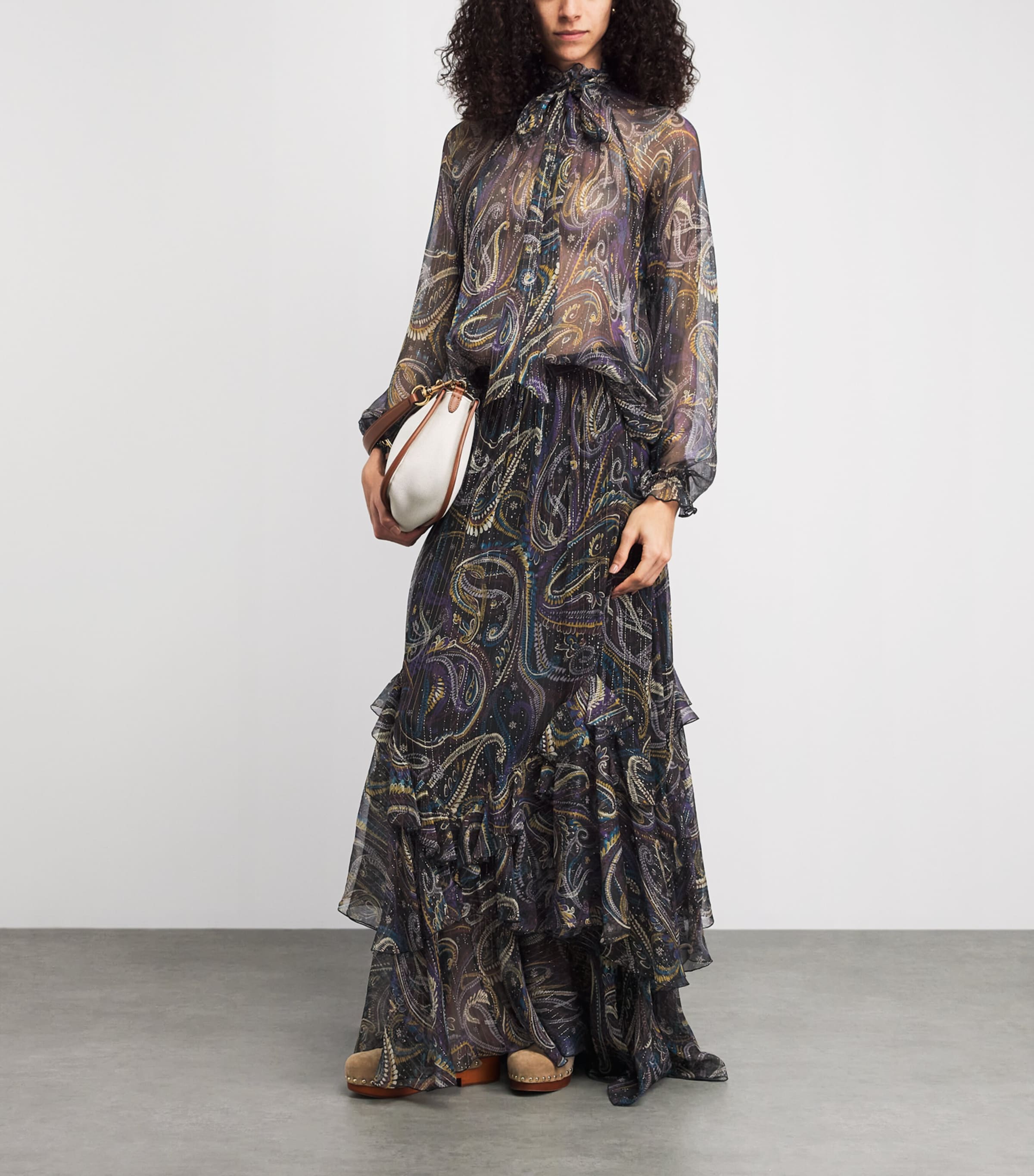 Etro Womens Silk-Blend Paisley Maxi Skirt Image 2