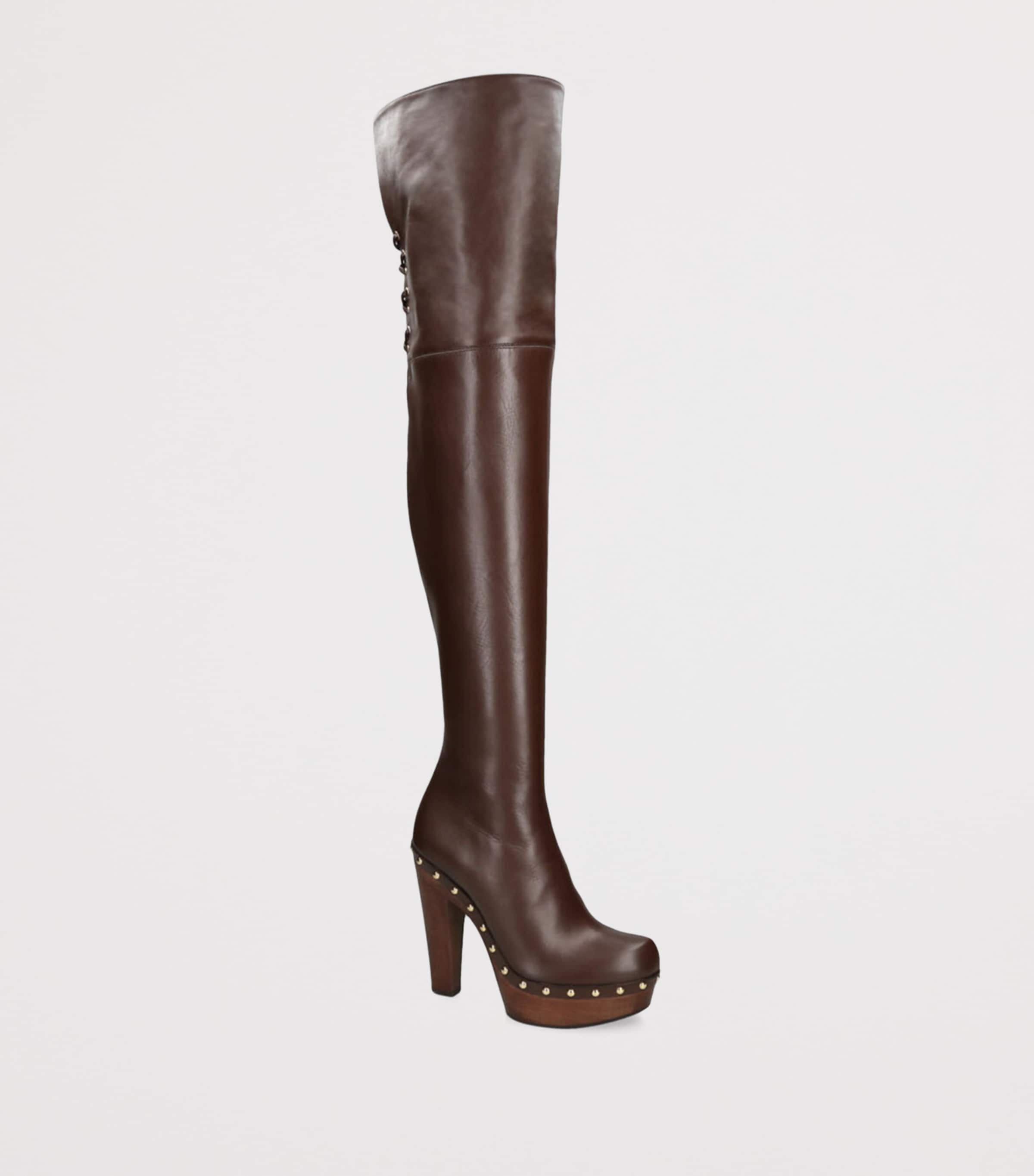 Leather Lola Over-The-Knee Boots 130 DARK BROWN Image 3