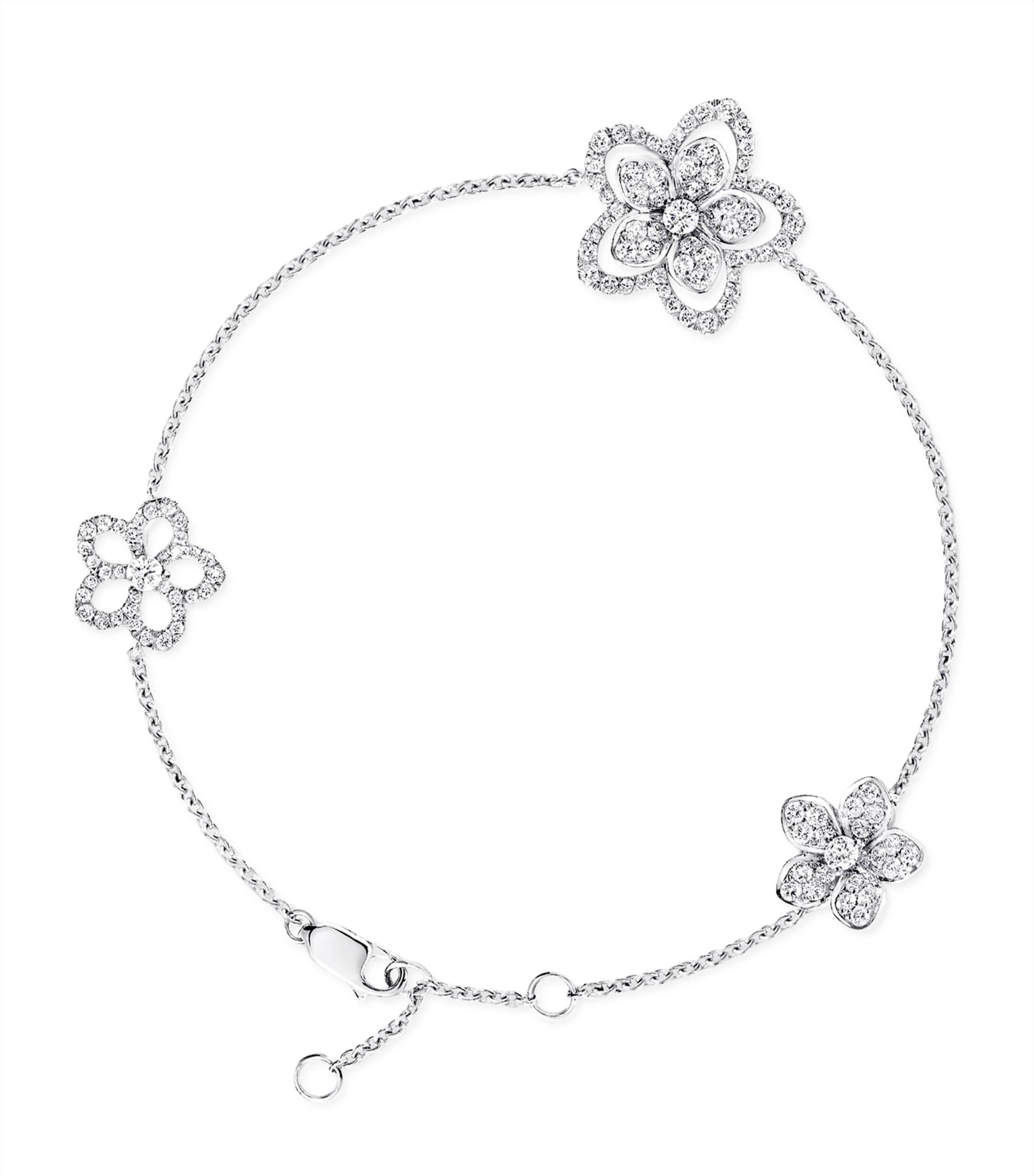 White Gold and Diamond Wild Flower Bracelet WHITE GOLD Image 1
