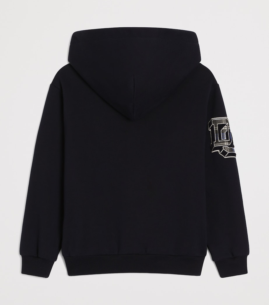Dolce&Gabbana Kids Cotton Patch Zip-Up Hoodie (8-14 Years) Blue Image 2