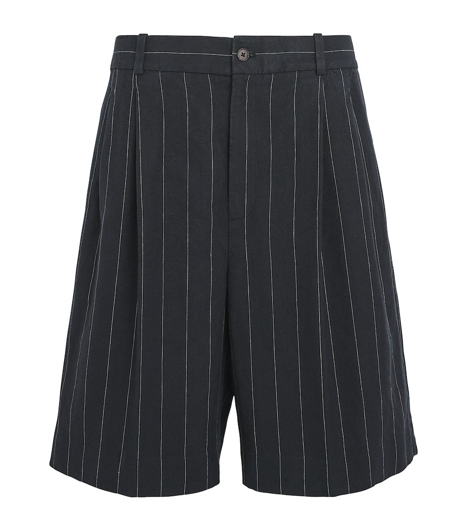 Hemp Pinstripe Bermuda Shorts 1920 BLACK/WHITE Image 1
