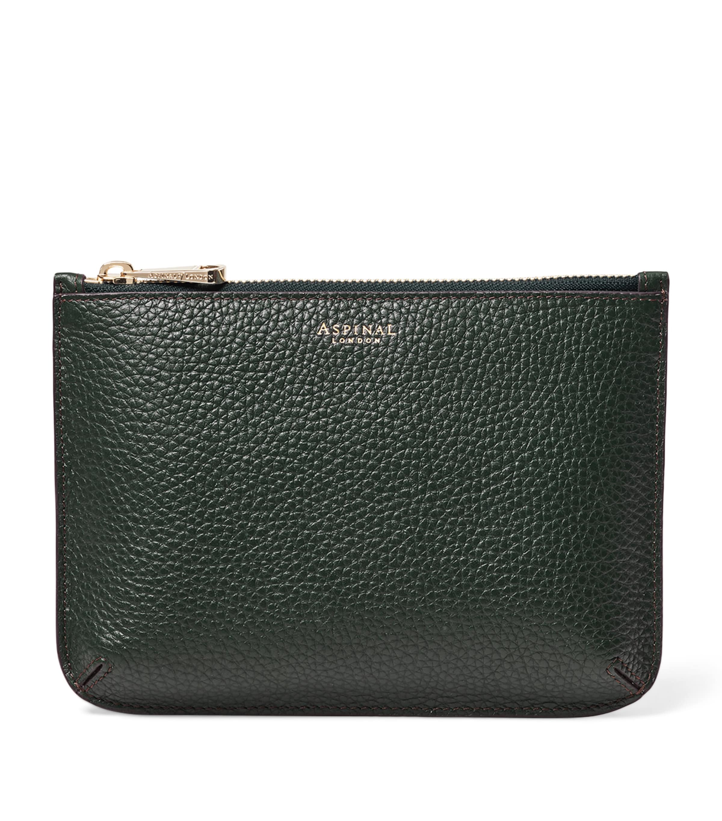 Aspinal Of London Large Leather Ella Pouch In Green