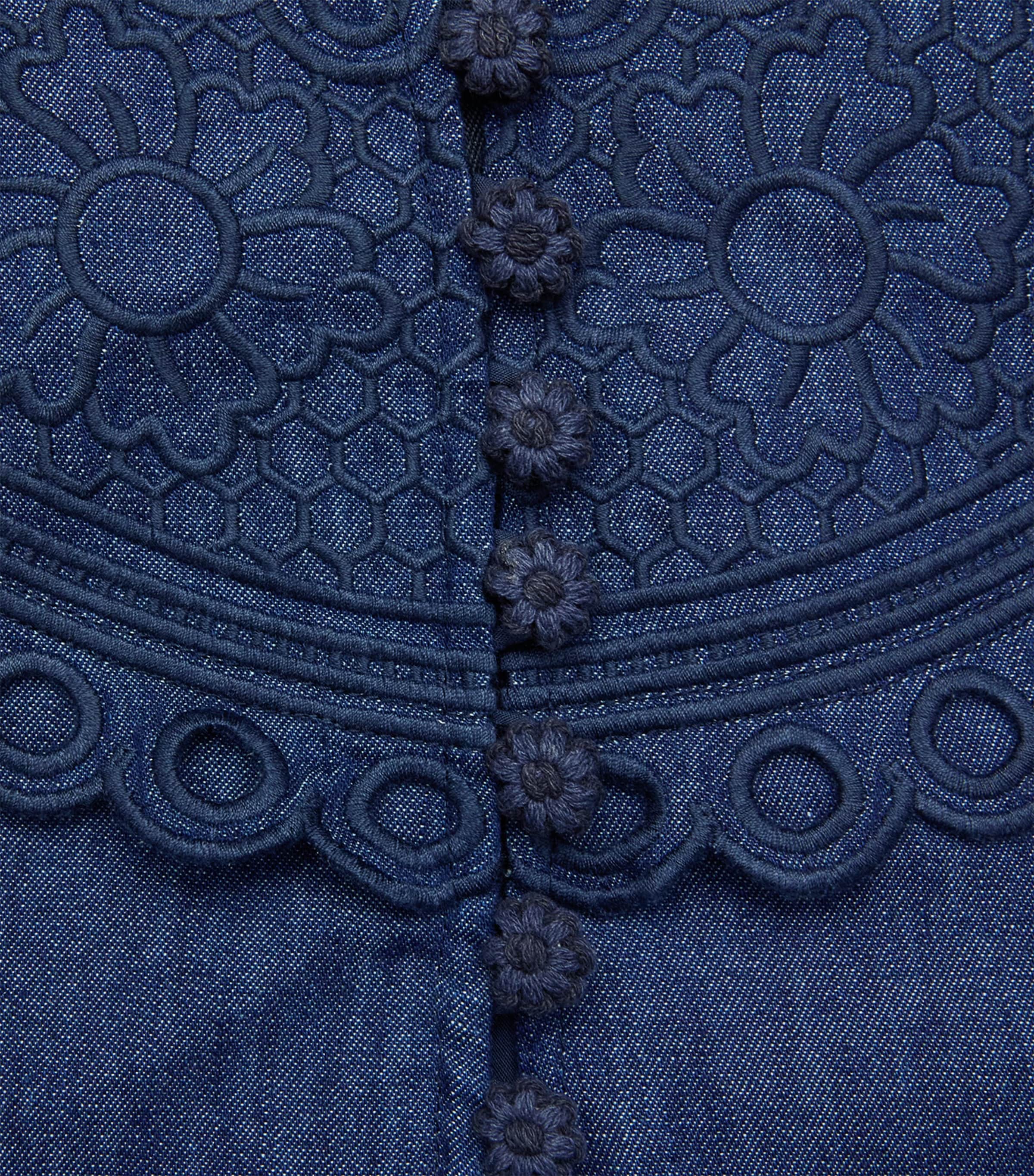 Zimmermann Womens Denim Broderie Mahon Mini Dress Ink Ink Image 6