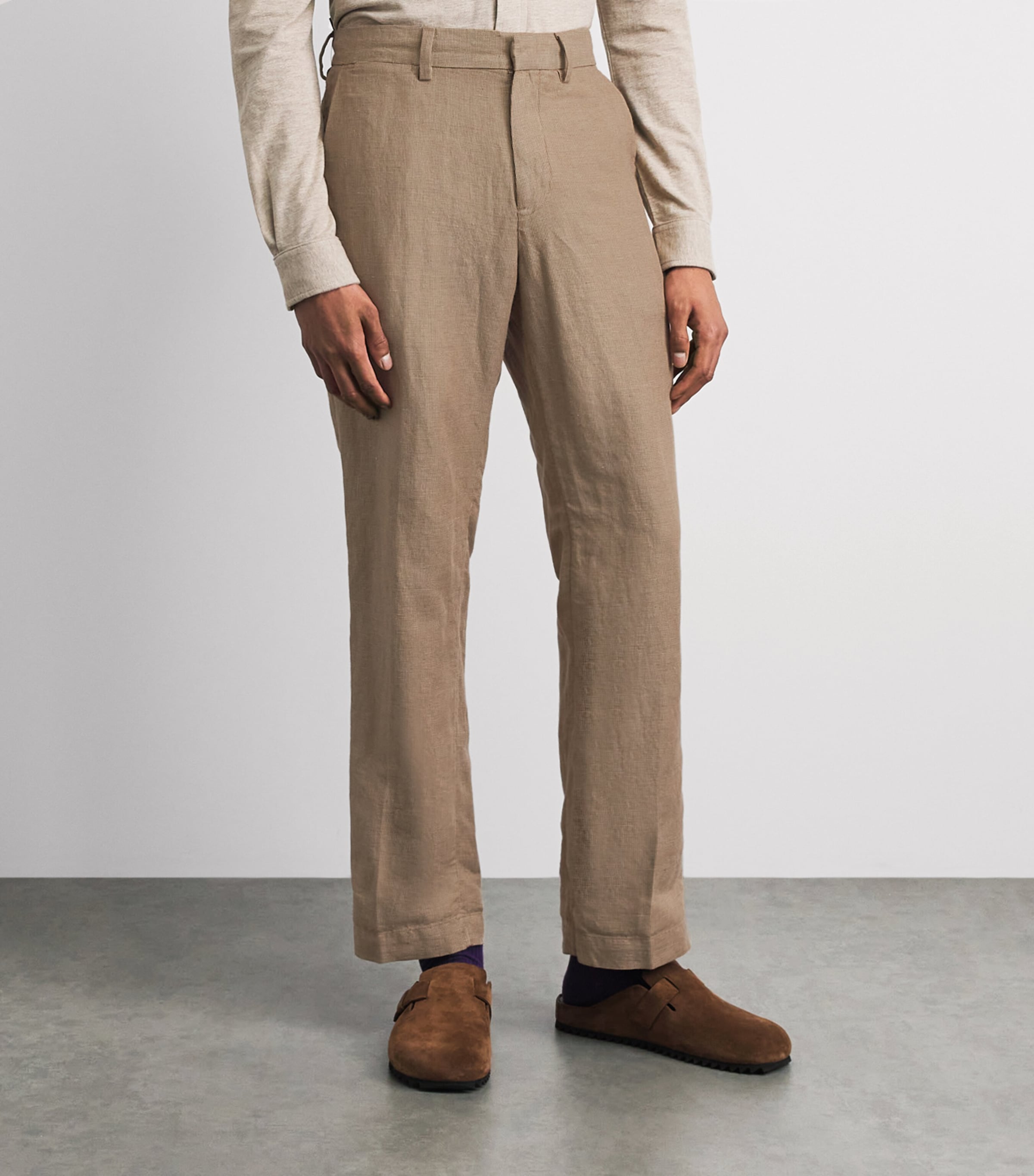 Polo Ralph Lauren Mens Linen-Cotton Straight Trousers Vntg Khaki Mnndstth Image 4