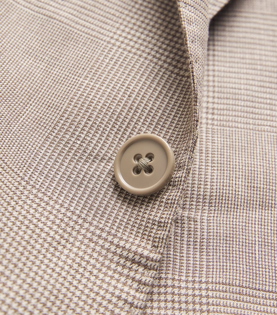 Ralph Lauren Purple Label Mens Linen-Silk Check Kent Blazer Summer Sand/ Truffle Image 5