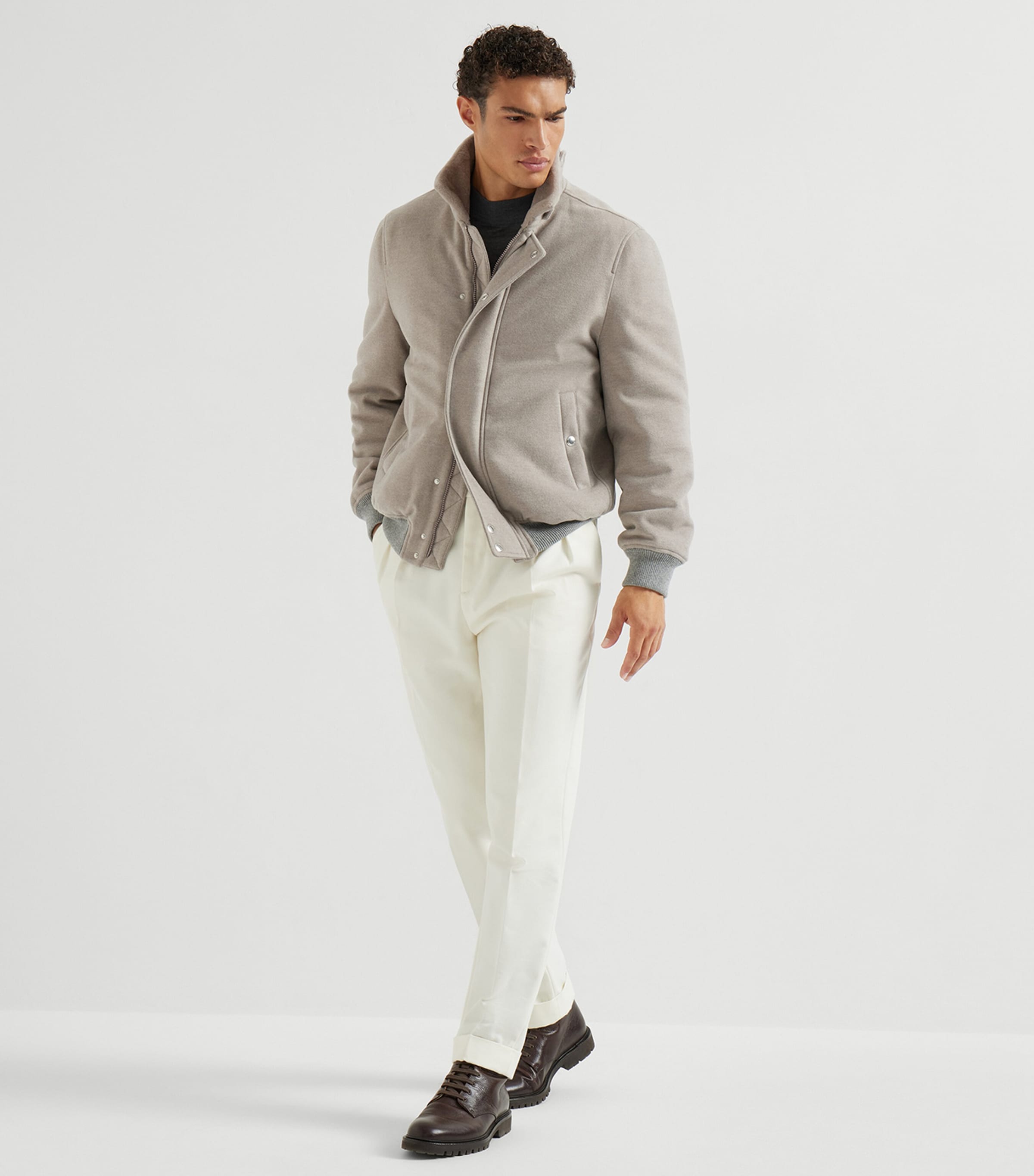 Cashmere Water-Resistant Bomber Jacket C2421 Image 3