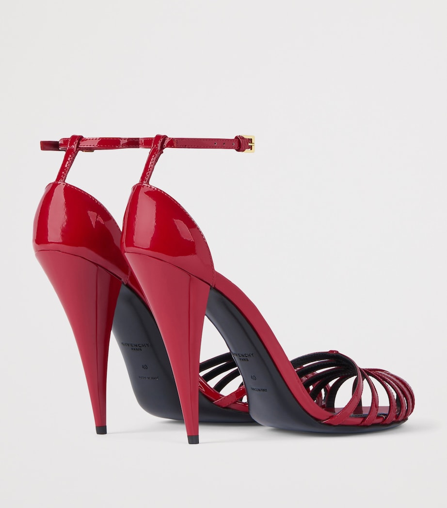 Patent Leather Caged Heeled Sandals 95 CORAL/PEARL Image 4