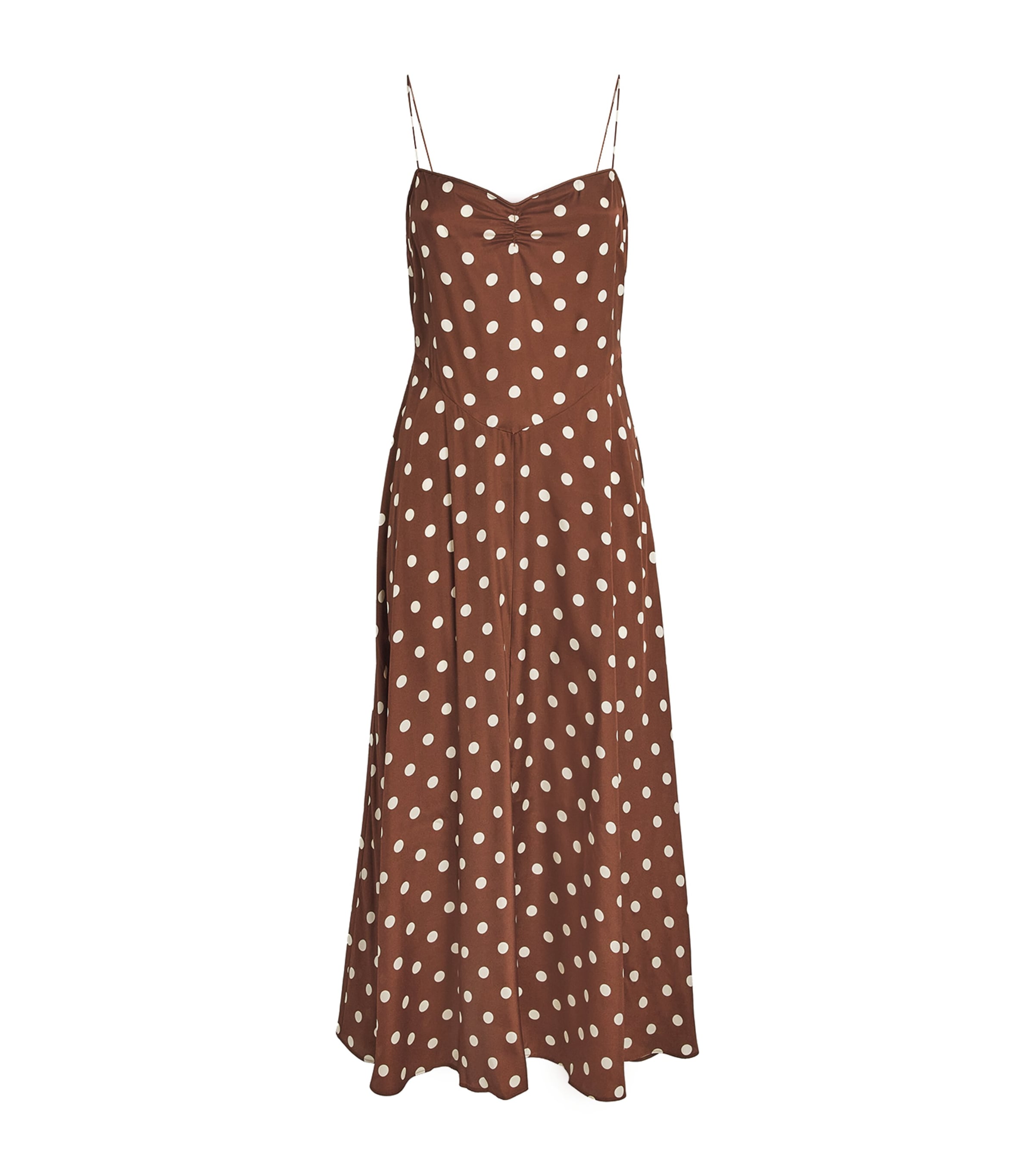 Doen Silk-blend Satin Lorraine Midi Dress In Brown