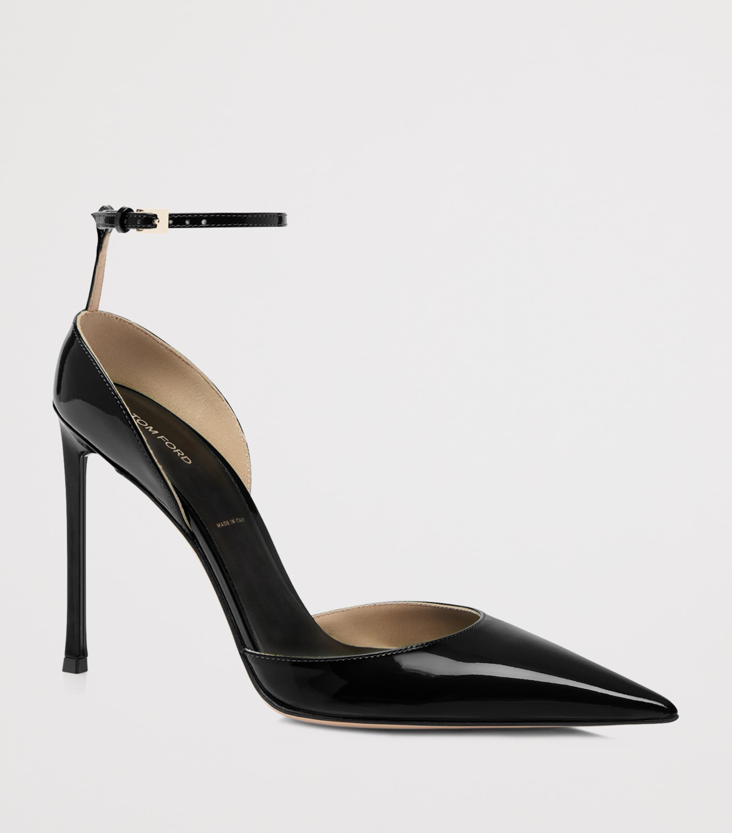 Tom Ford Patent Leather Vertigo Ankle Strap Pump In Black