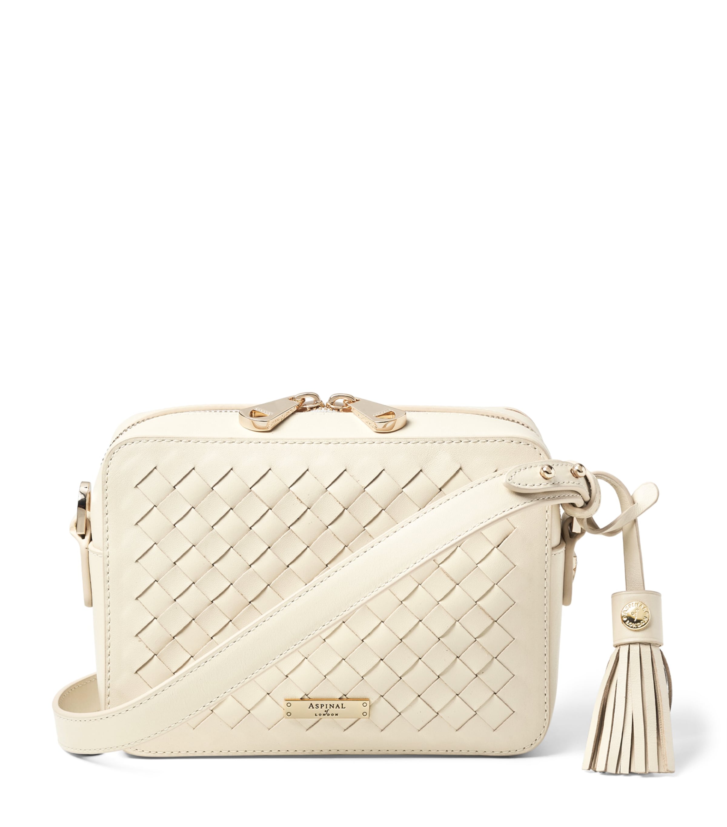 Aspinal Of London Leather Slot Weave Camera Bag In Neutral