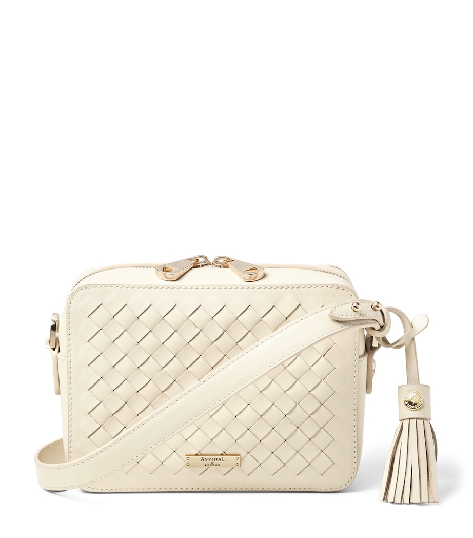 Leather Slot Weave Camera Bag IVORY Image 1
