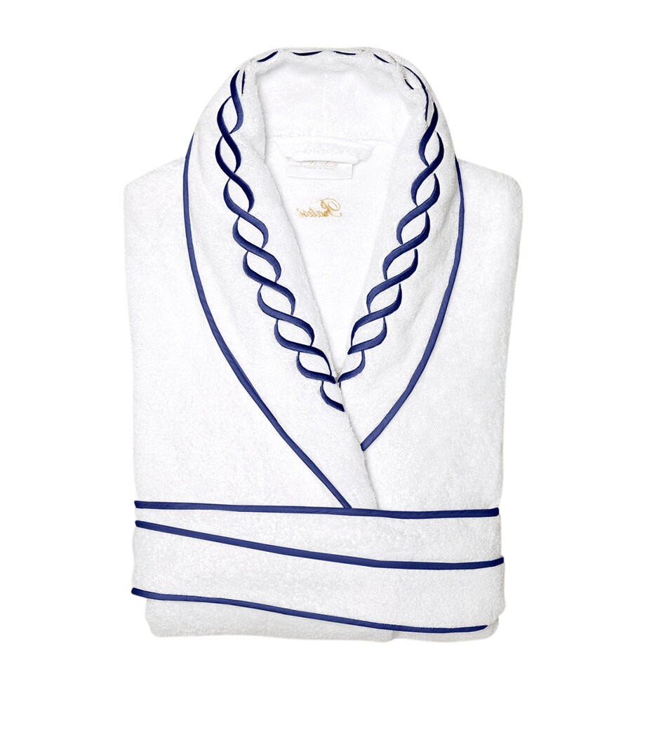 Cotton Treccia Bathrobe (Extra Small) WHITE/NAVY Image 1