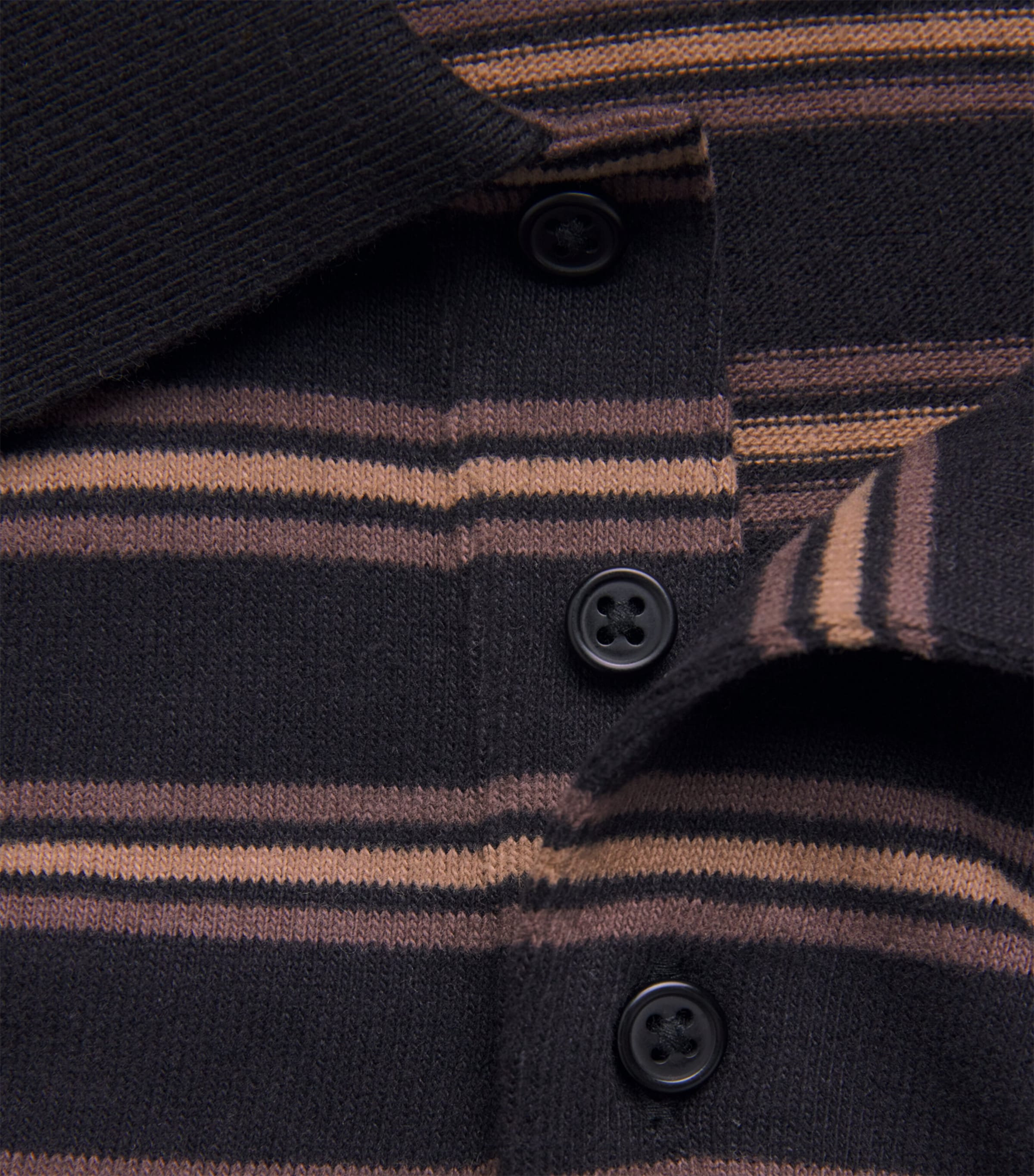Cotton-Blend Stripe Polo Shirt 003BLC BLACK Image 5