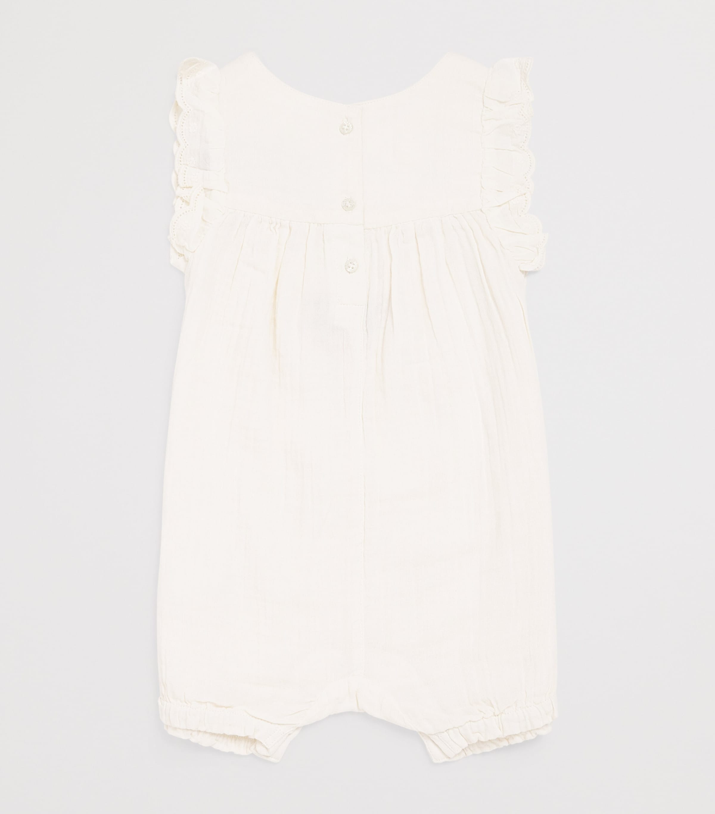 Purebaby Organic Cotton Embroidered Playsuit (0-12 Months) Cloud Image 2
