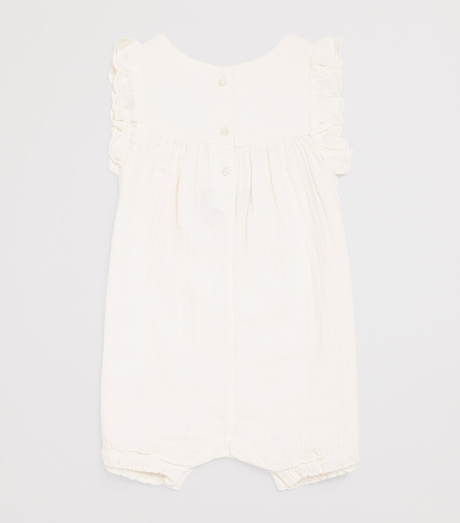 Purebaby Organic Cotton Embroidered Playsuit (0-12 Months) Cloud Image 2