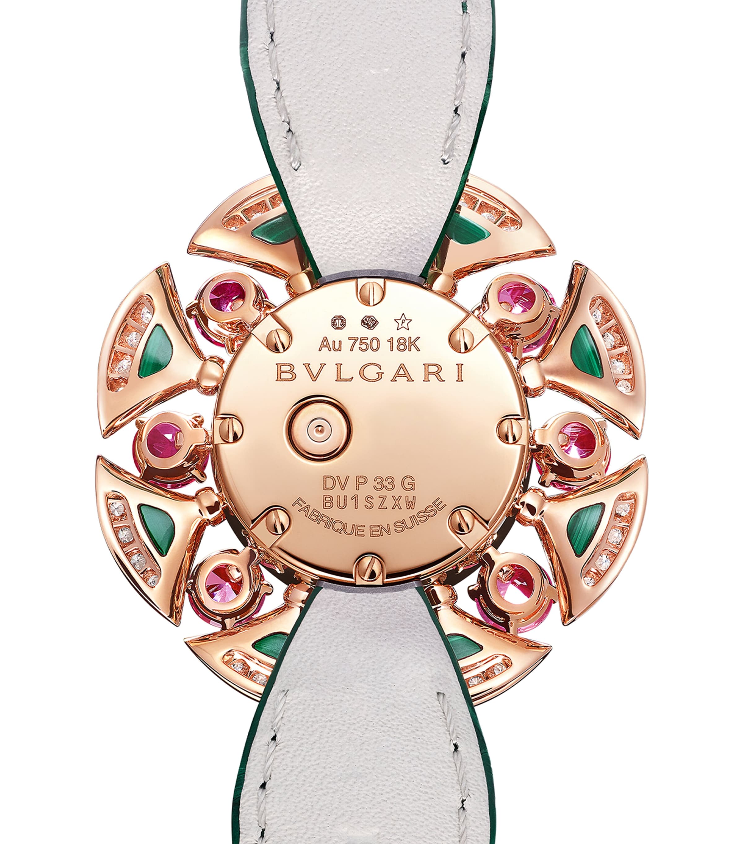 Rose Gold, Diamond, Tourmaline and Malachite Divas' Dream Cocktail Watch 33mm MOTHER OF PEARL Image 3