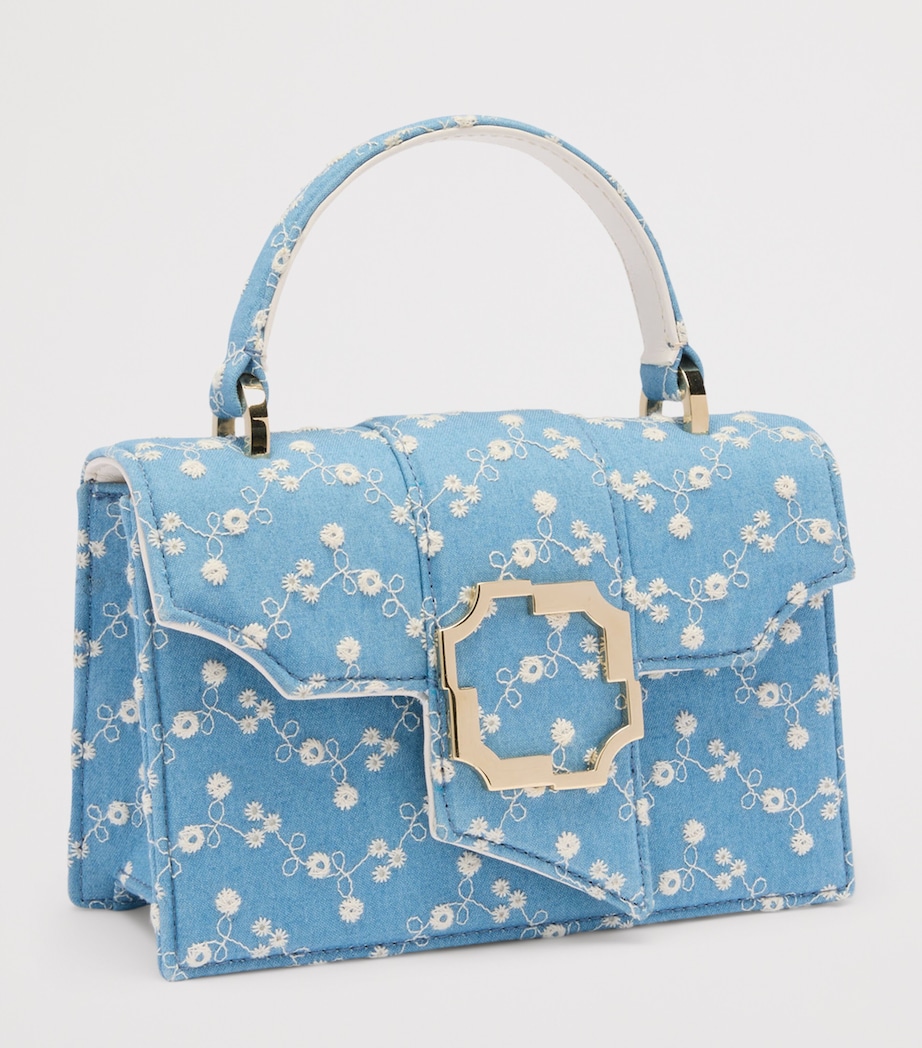 Malone Souliers Mini Denim Floral Aubrey Top-Handle Bag Blue Image 3
