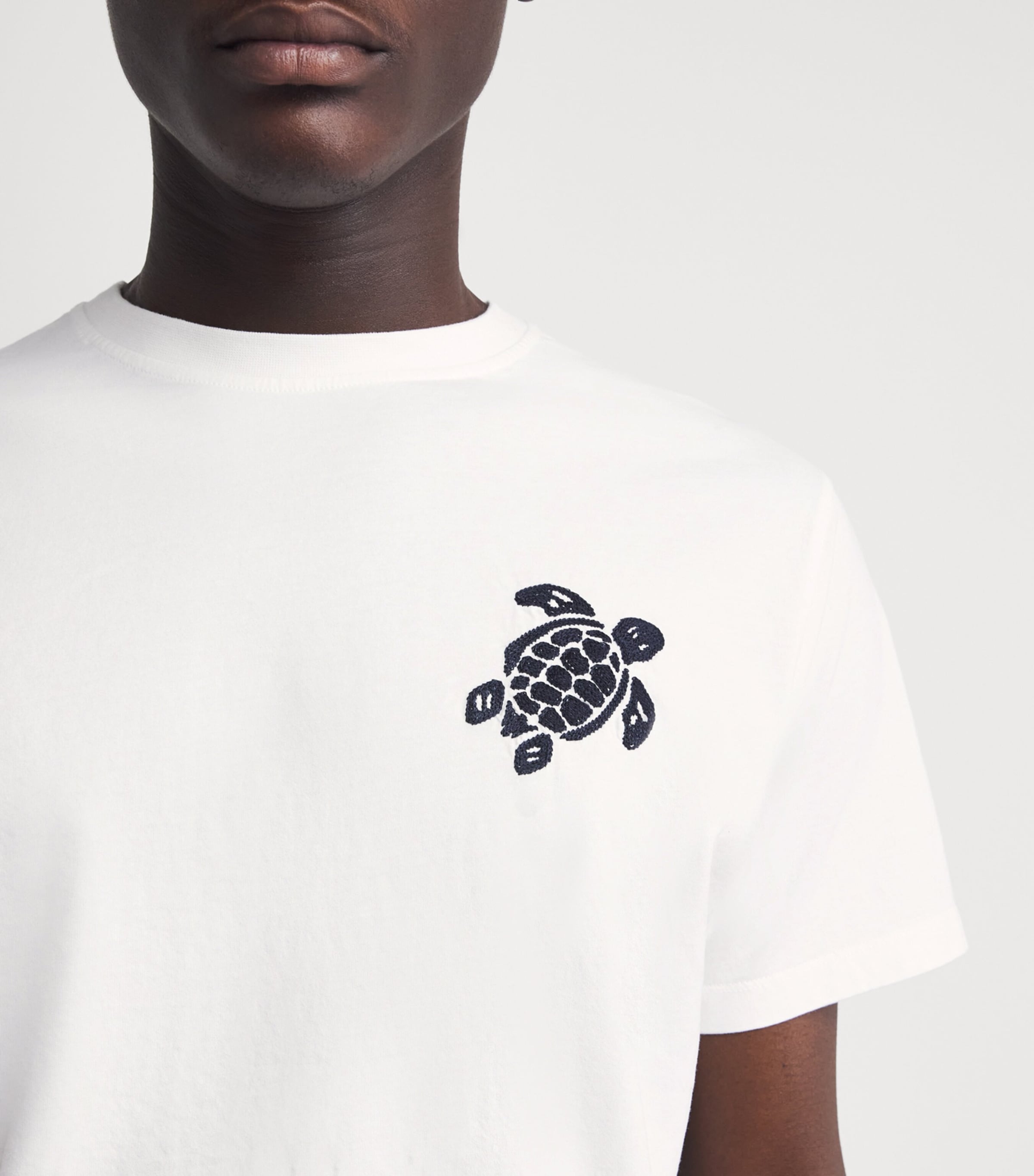 Vilebrequin Mens Organic Cotton Turtle T-Shirt Blanc Image 3