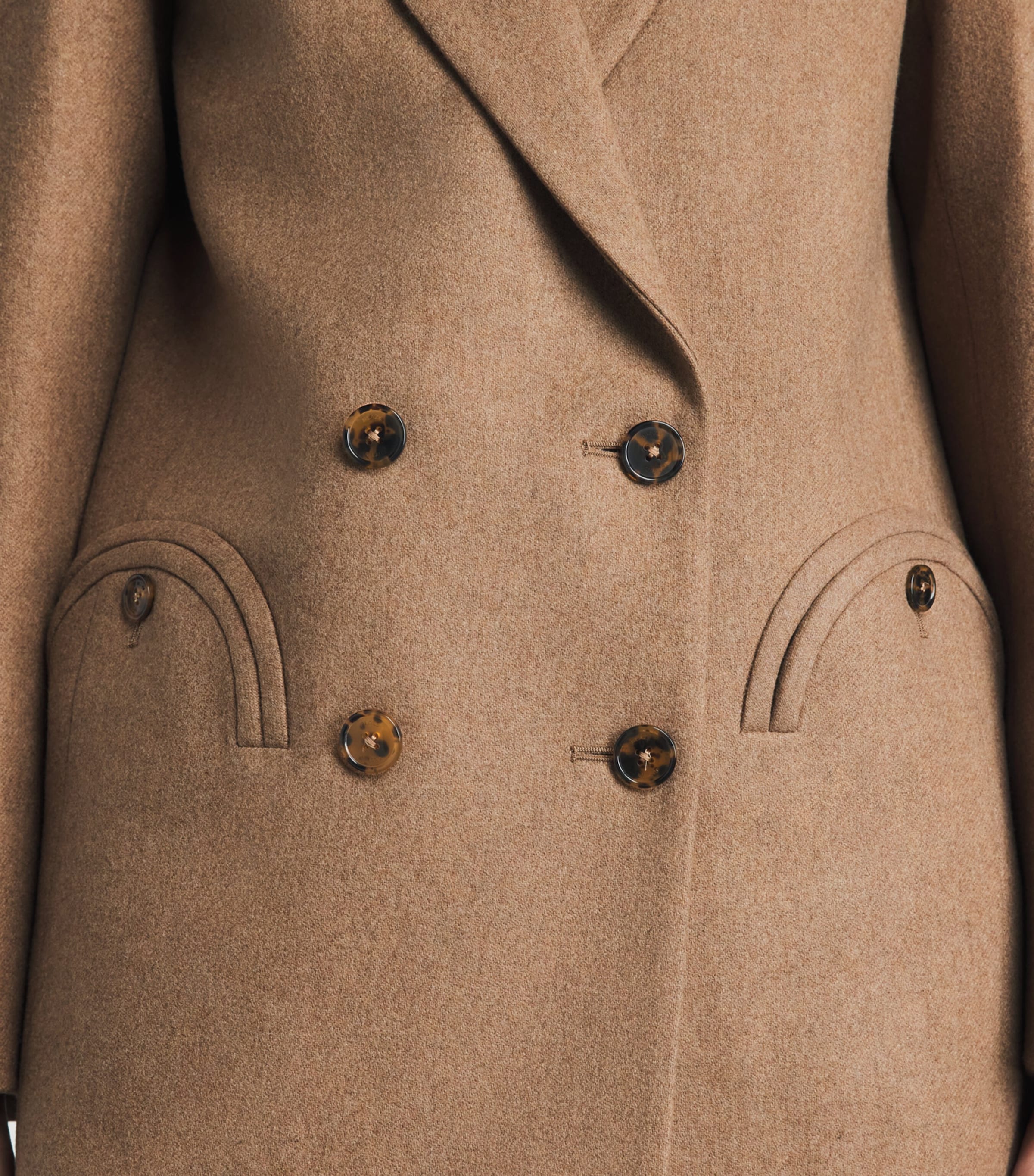 Blazé Milano Womens Virgin Wool-Cashmere Everyday Double-Breasted Blazer Camel Image 3