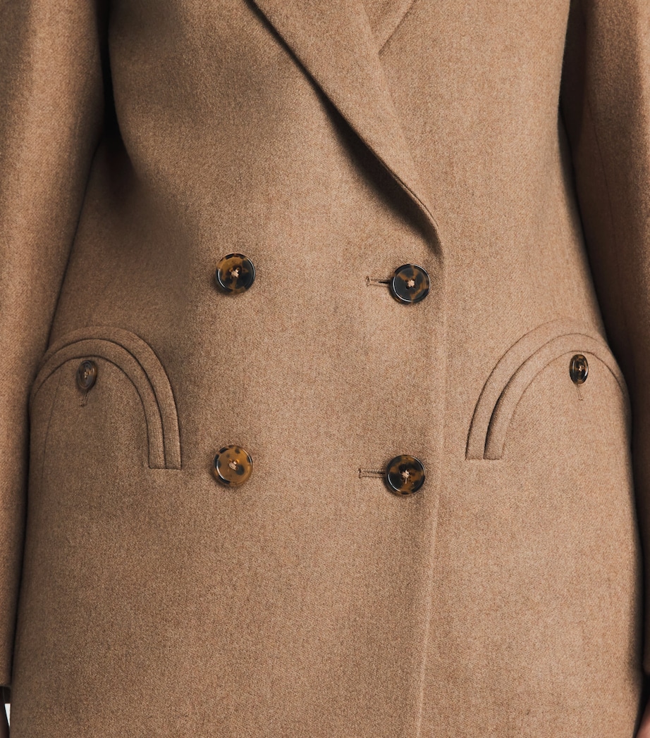 Blazé Milano Womens Virgin Wool-Cashmere Everyday Double-Breasted Blazer Camel Image 3