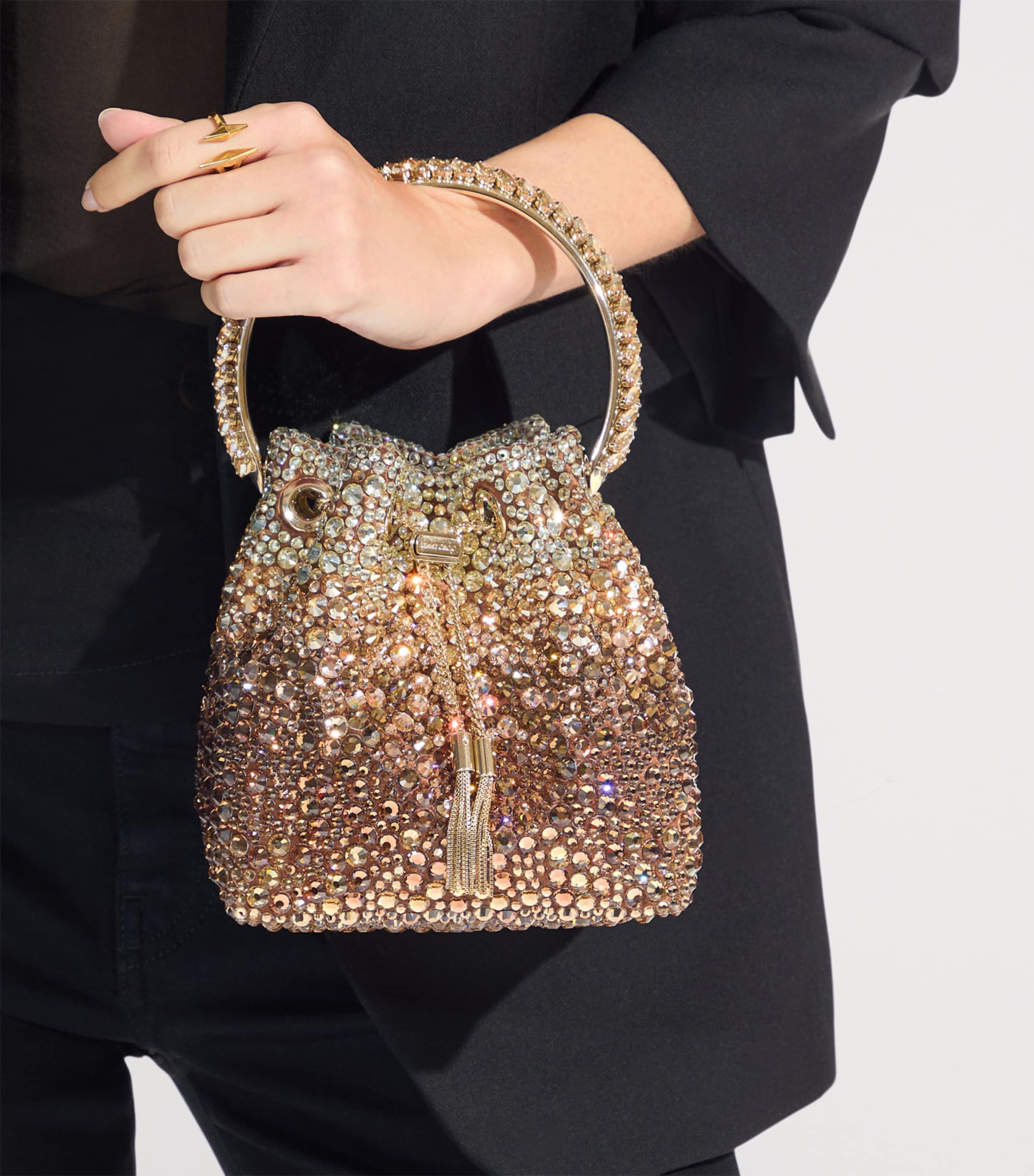 Jimmy Choo Bon Bon Embellished Top-Handle Bag Bronze/honey Mix Image 2