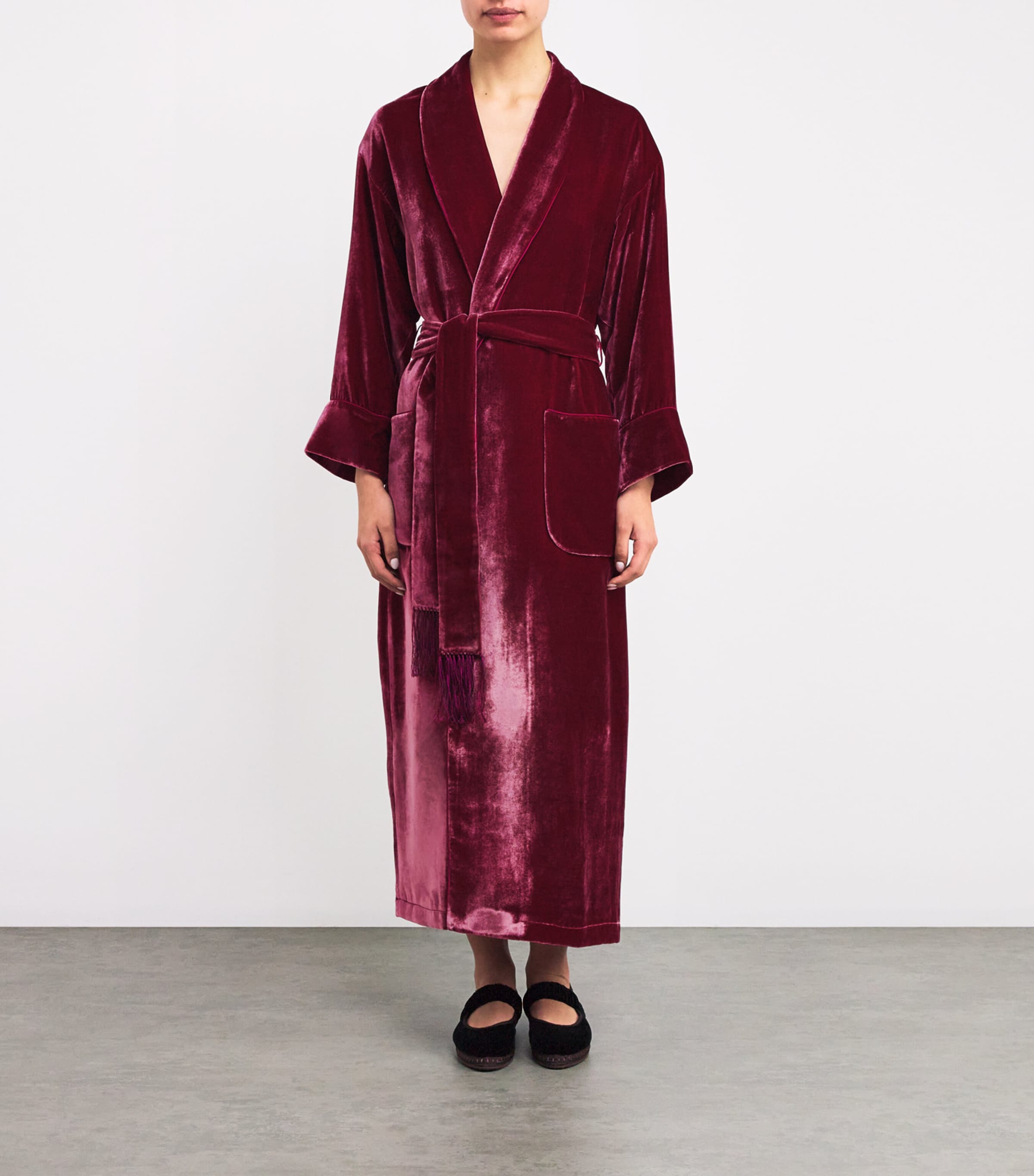 Velvet Silk-Lined Robe MAUVE Image 3