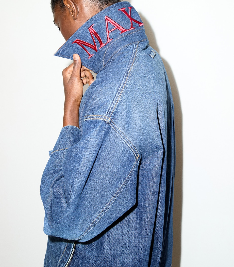 MAX&Co. Womens Contrast-Collar Denim Jacket Navy Image 5