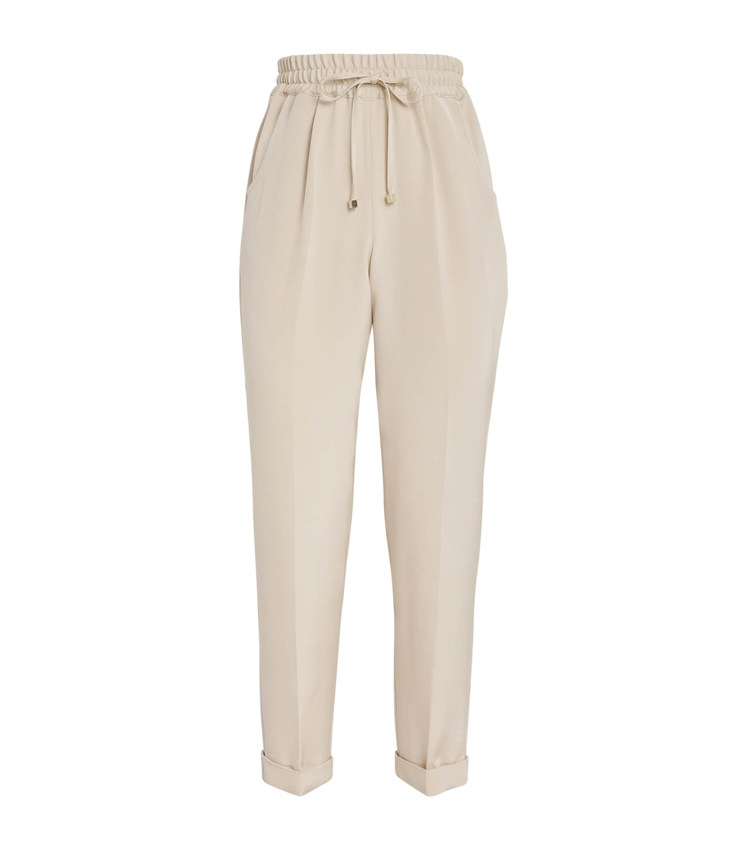 Kiton Silk-blend Cropped Trousers In Ivory