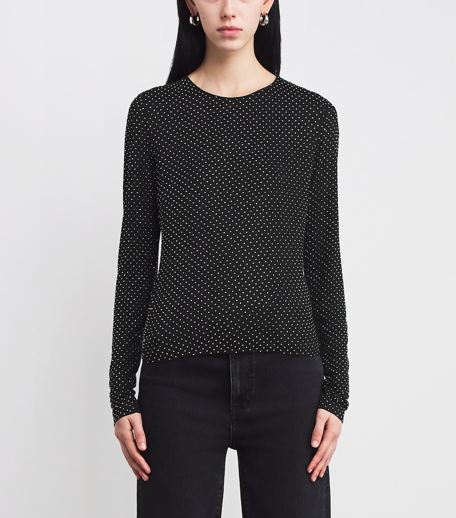 Jersey Rhinestone-Embellished Top BLACK Image 3