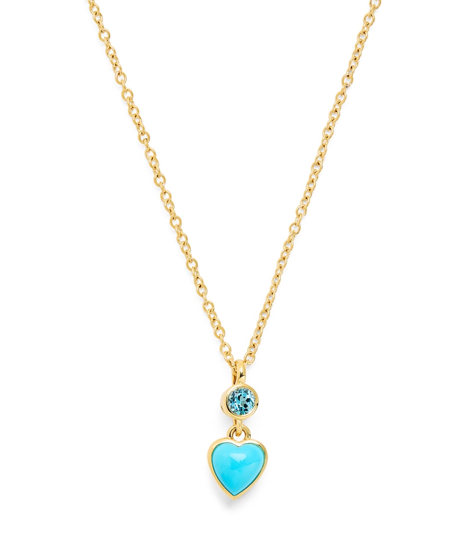 Yellow Gold and Topaz Blue Heart Necklace YELLOW GOLD Image 1