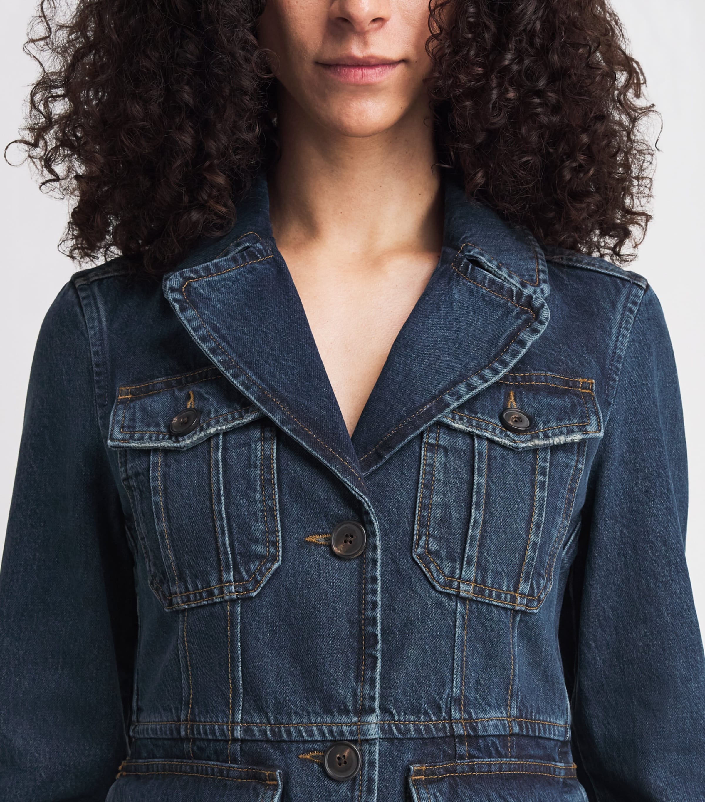 ME+EM Womens Denim Utility Jacket Authentic Dark Blue Image 3