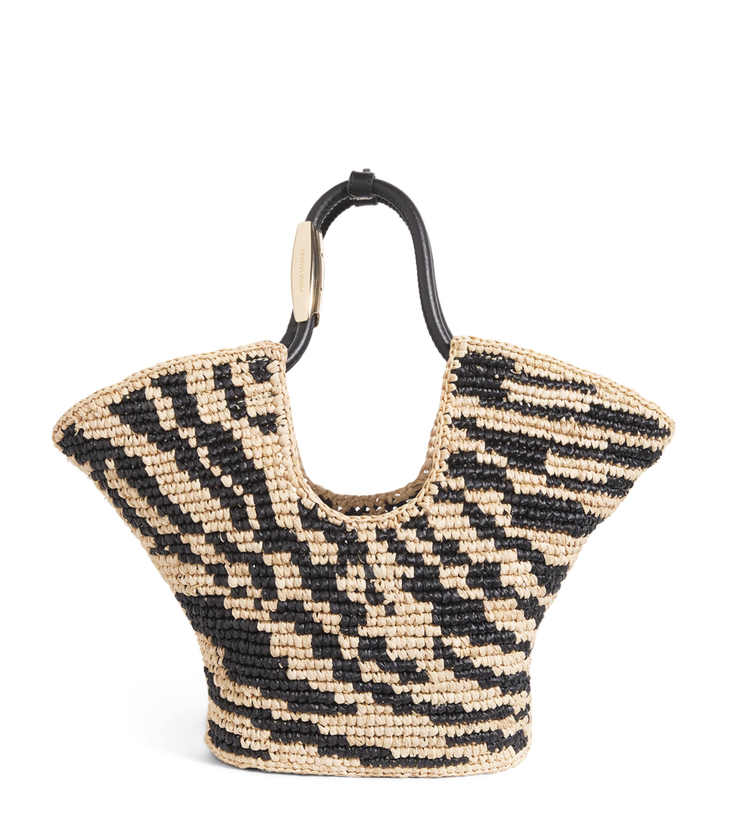 Zimmermann Womens Black Zebra Goldemtine Small Raffia Tote Bag