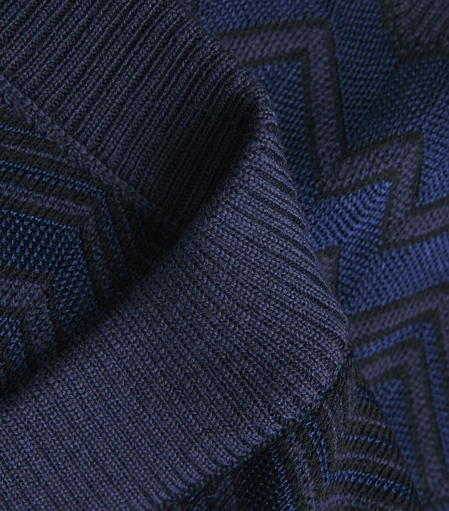 Missoni Womens Chevron V-Neck Sweater Navy Blue Image 6