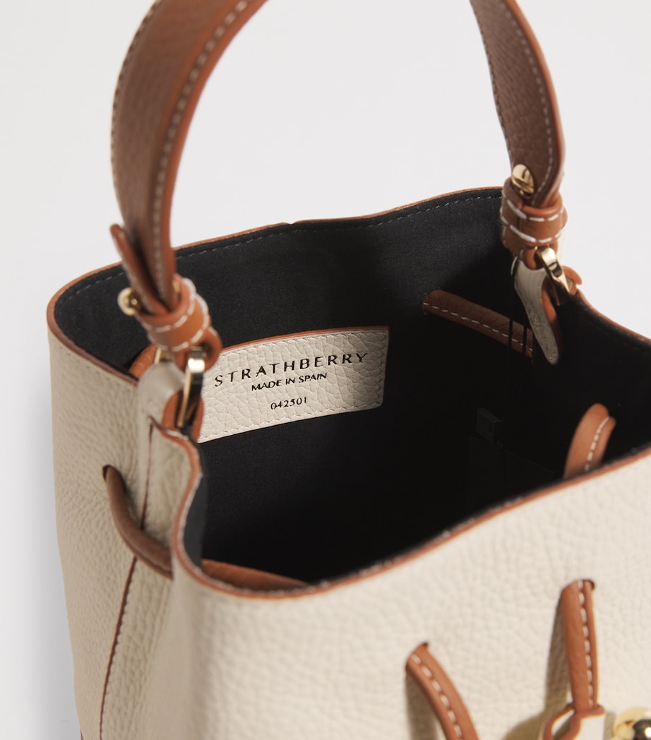 Leather Osette Top-Handle Bag VNLA/TAN-VNLA STITCH Image 4