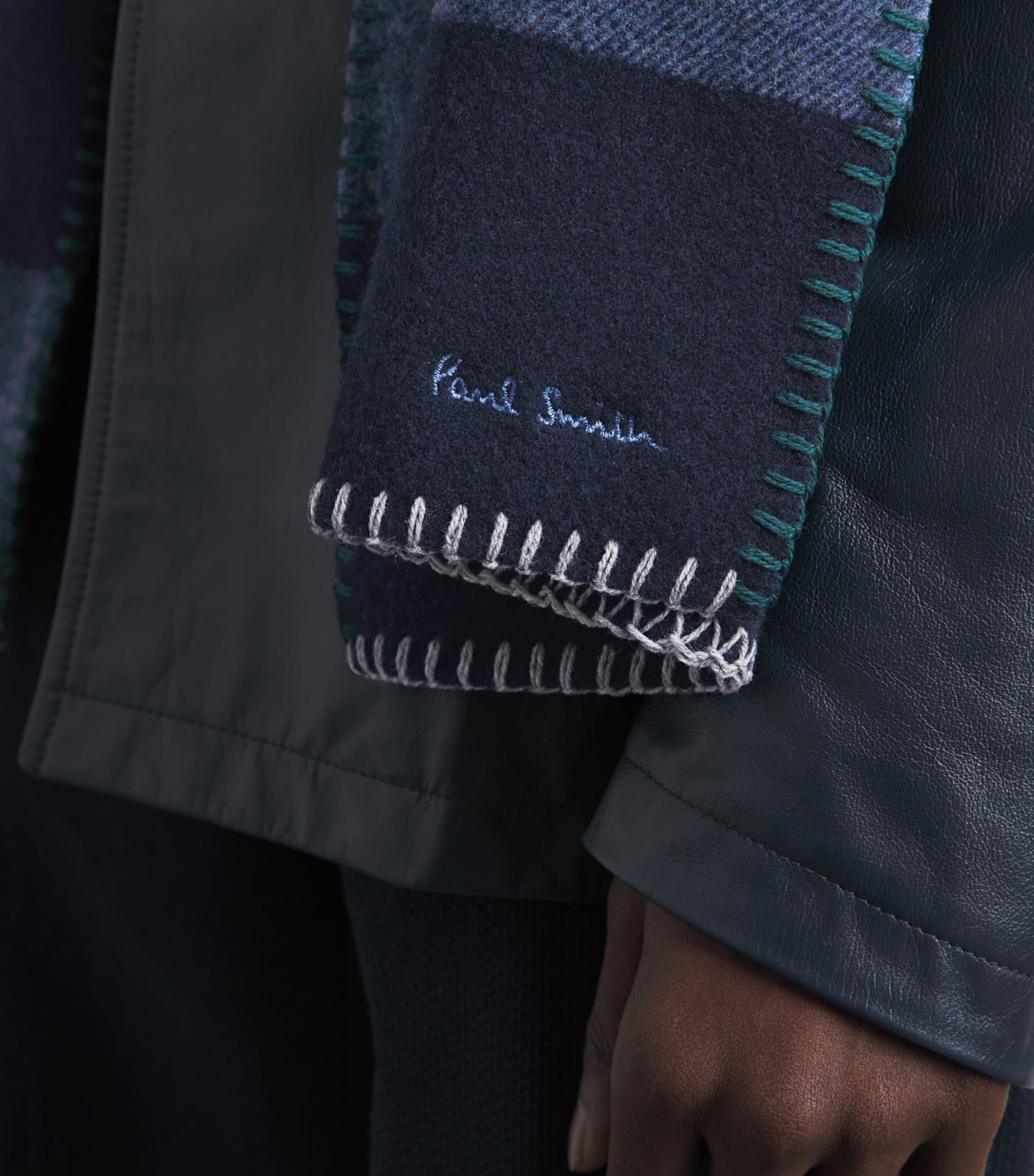 Paul Smith Wool Stripe Scarf Blue Image 3