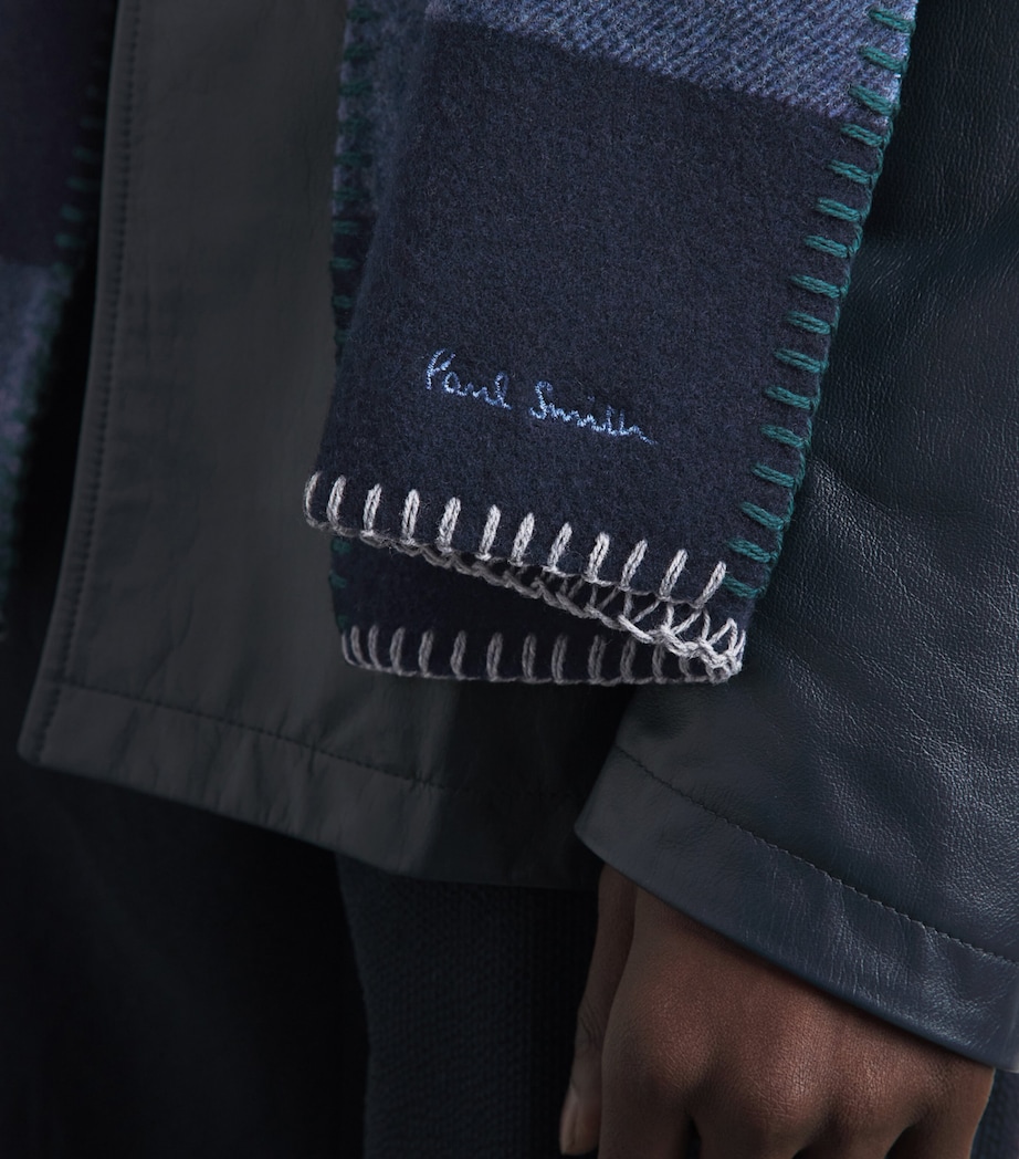 Paul Smith Wool Stripe Scarf Blue Image 3