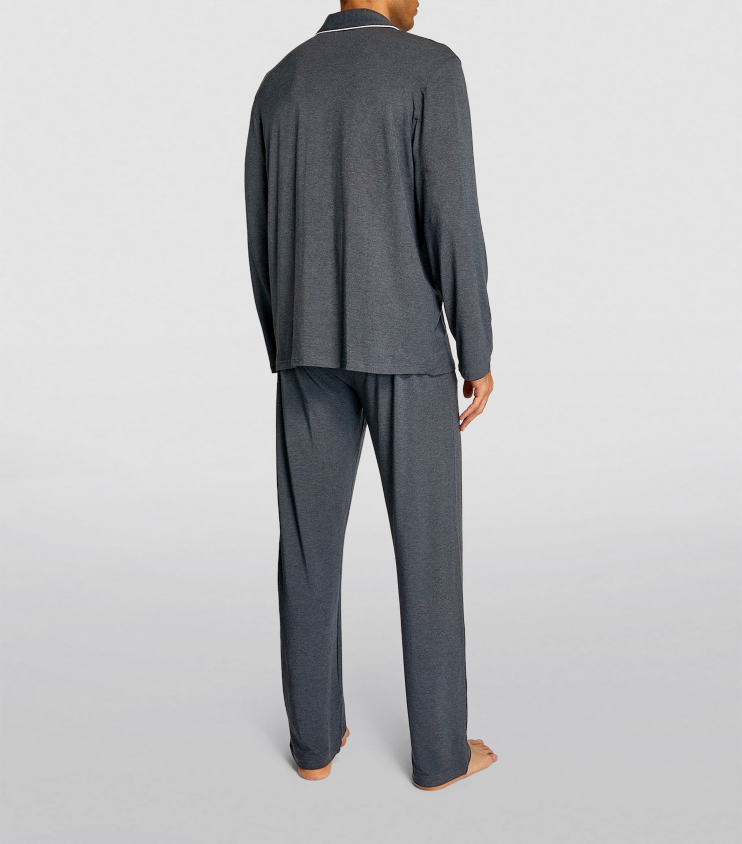 Derek Rose Mens Modal-Blend Basel Pyjama Set Grey Image 2