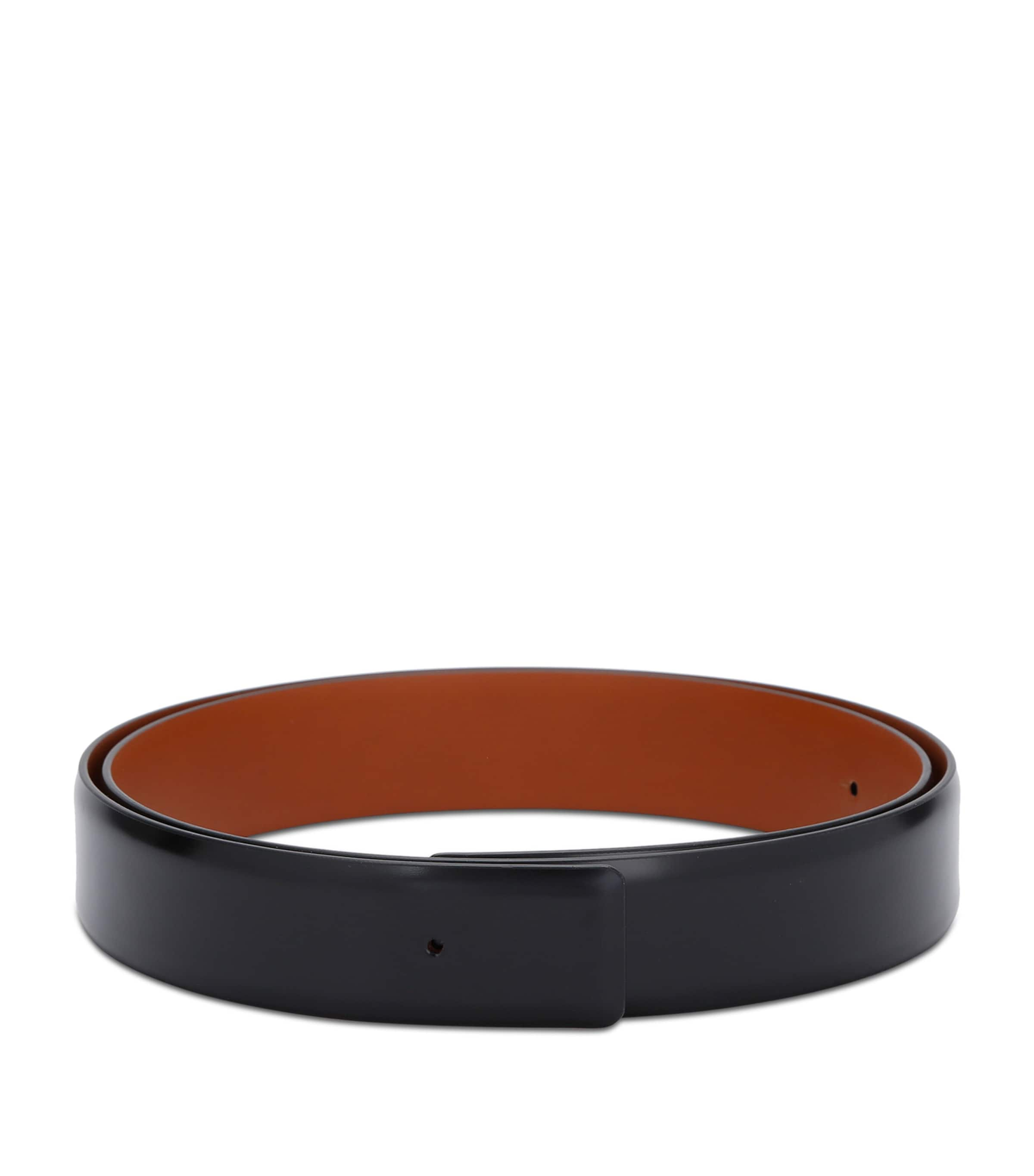 Santoni Leather Belt Strap In Black