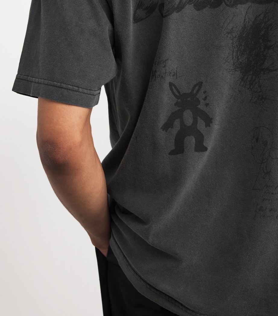 Cotton Teddy Print Kiss T-Shirt FADED BLACK Image 6