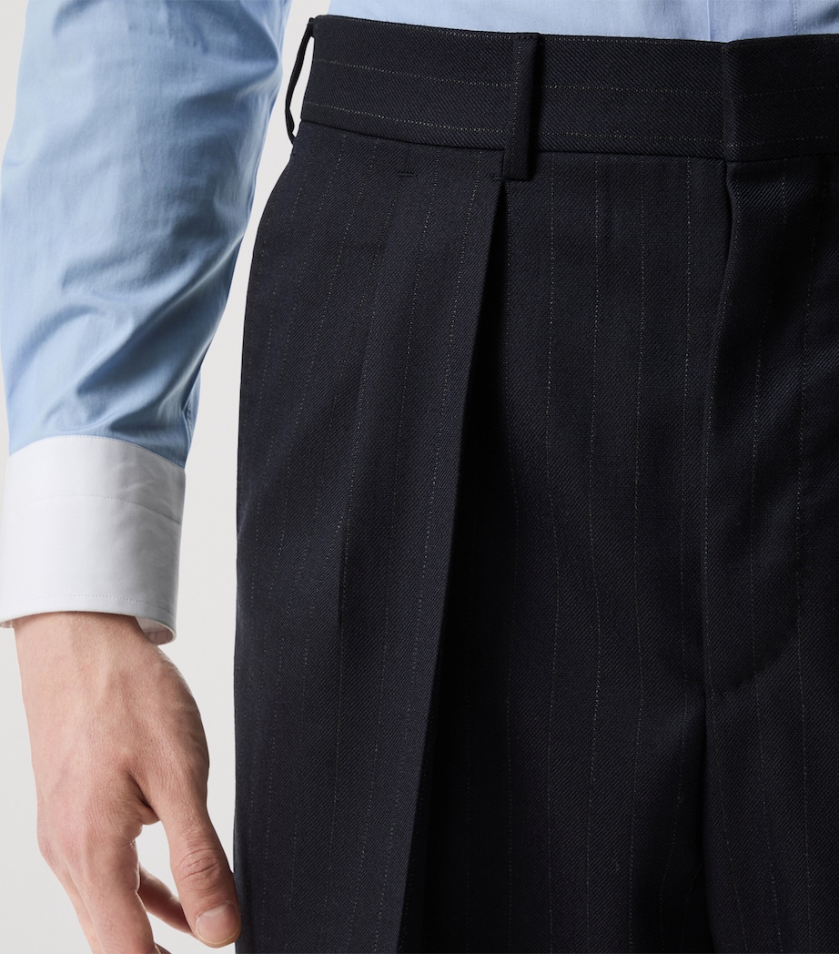 Wool Pinstripe Pleated Trousers UCC Image 2