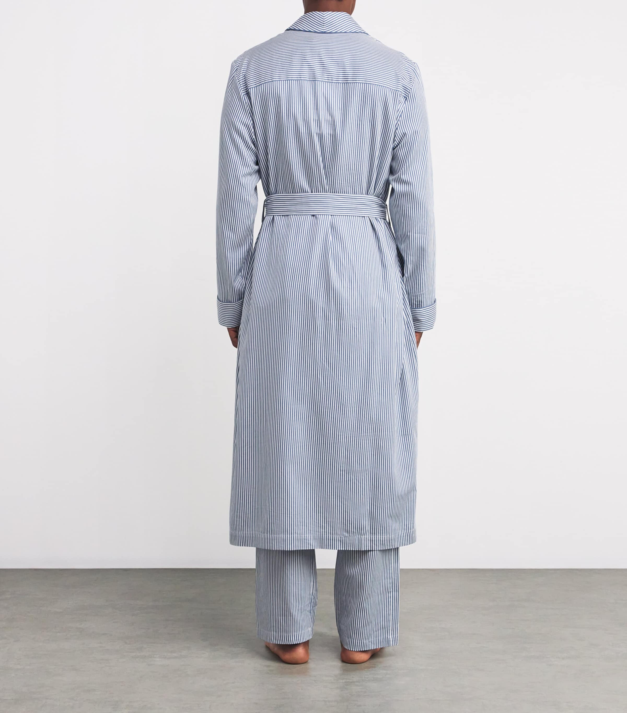 Cotton Striped Robe BLUE Image 3